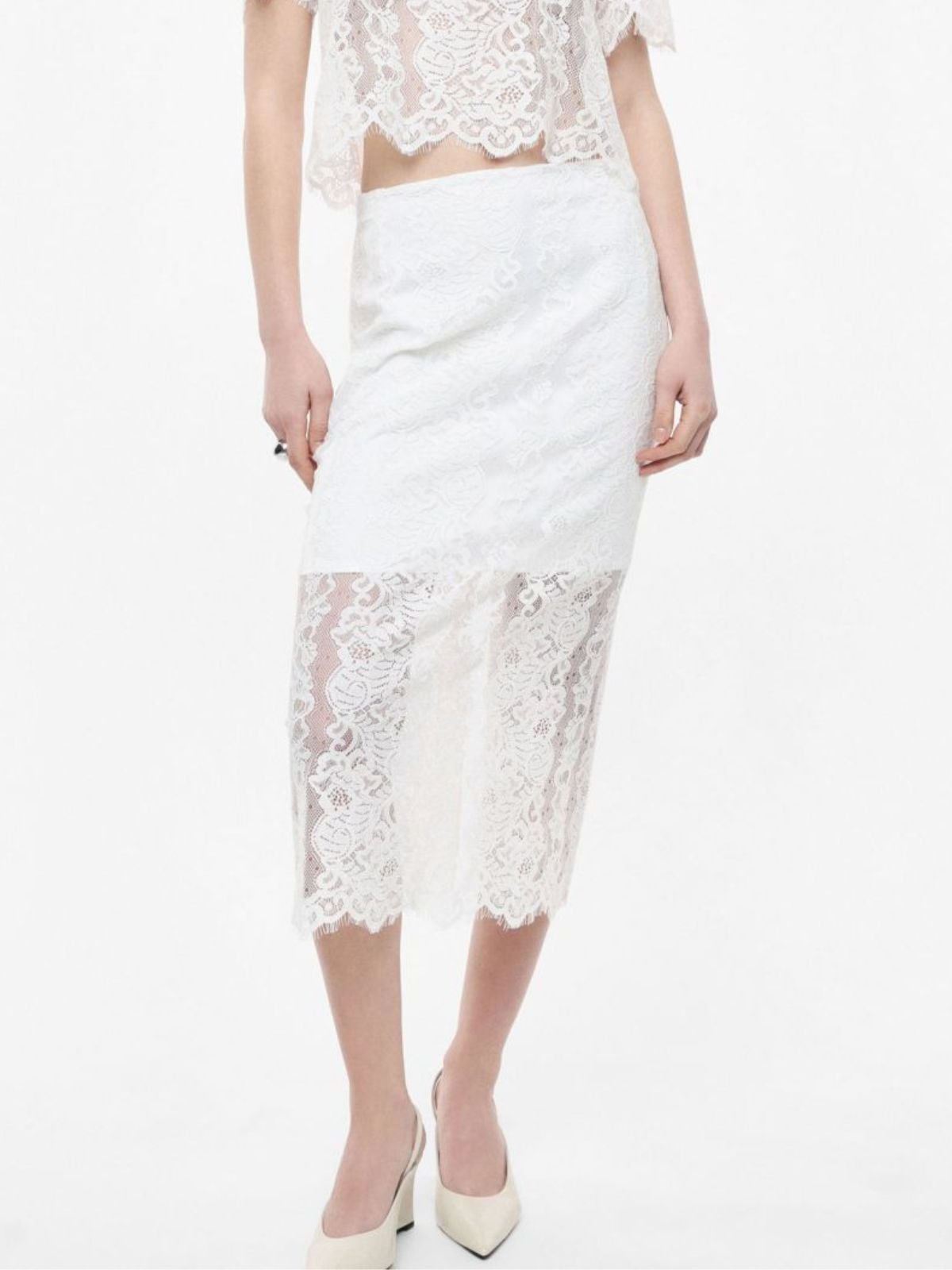 Imperial - Gonna midi in pizzo con spacco laterale - Donna - World Fashion