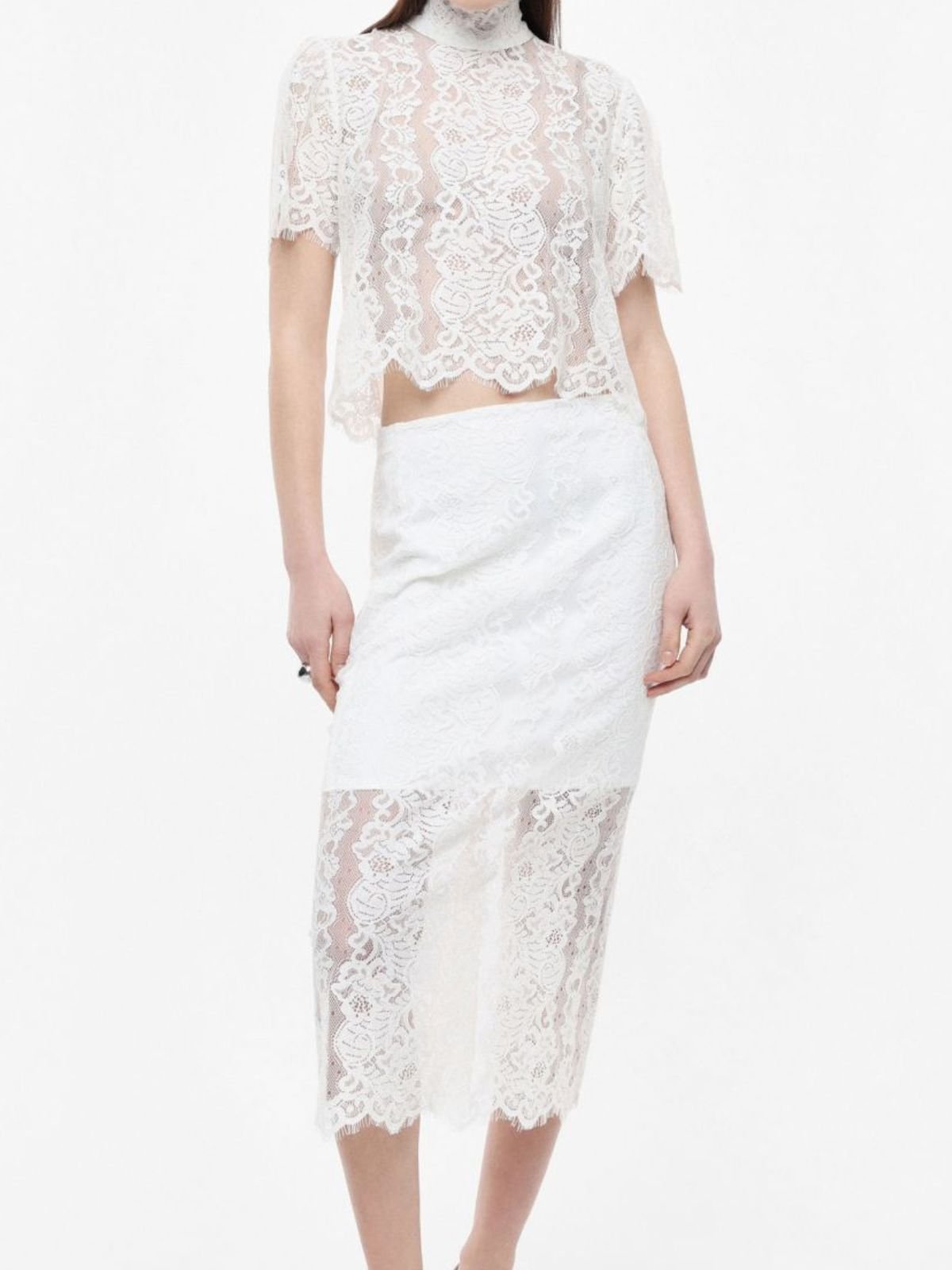 Imperial - Gonna midi in pizzo con spacco laterale - Donna - World Fashion