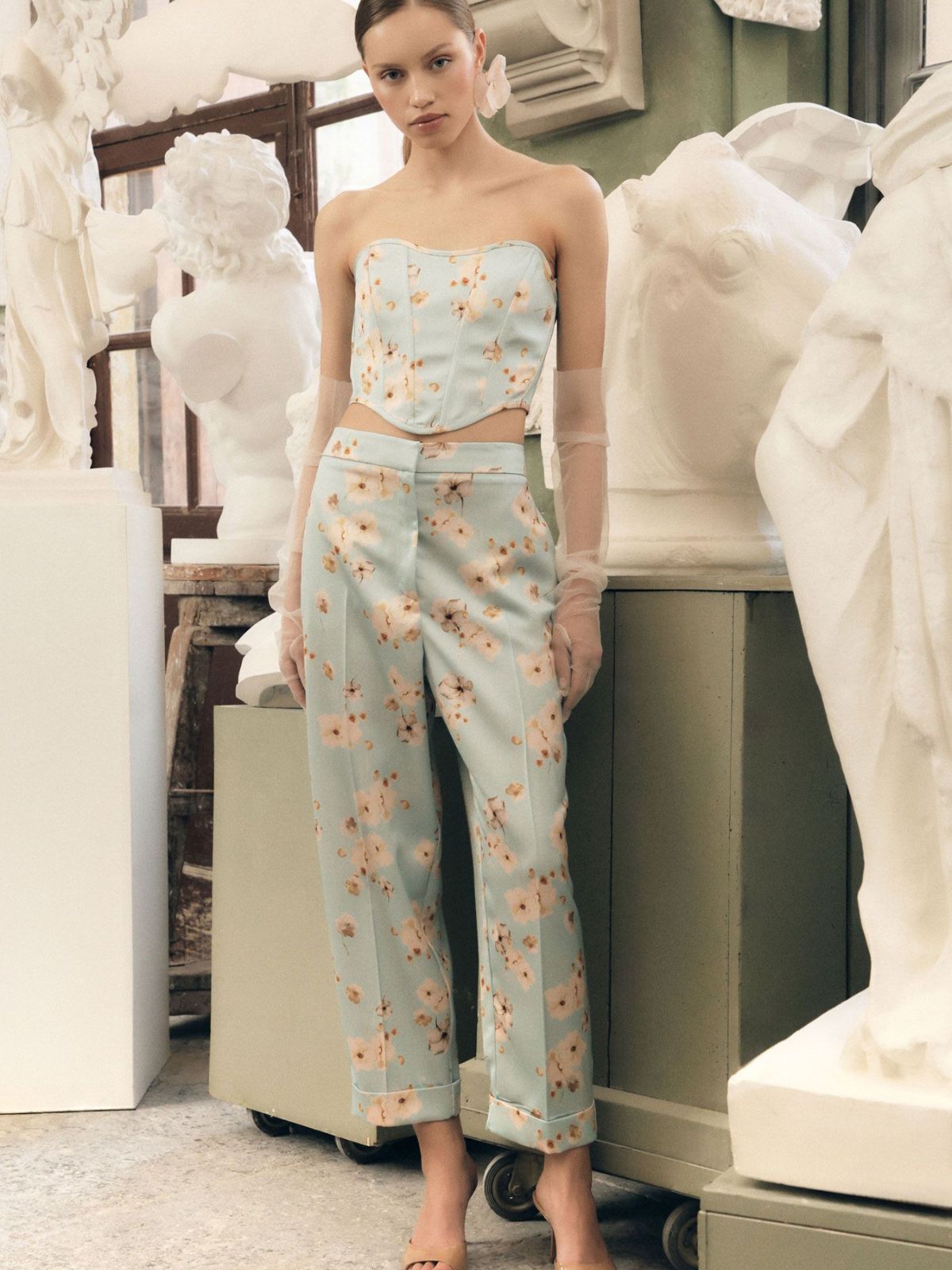 Imperial - Pantalone sartoriale stampa floreale pinces e risvolto - Donna - World Fashion