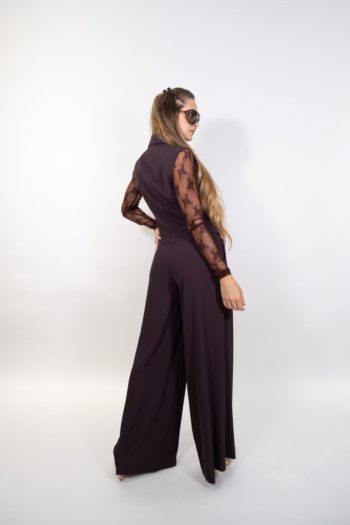 Imperial - Pantaloni palazzo a vita alta con cintura - Donna - World Fashion