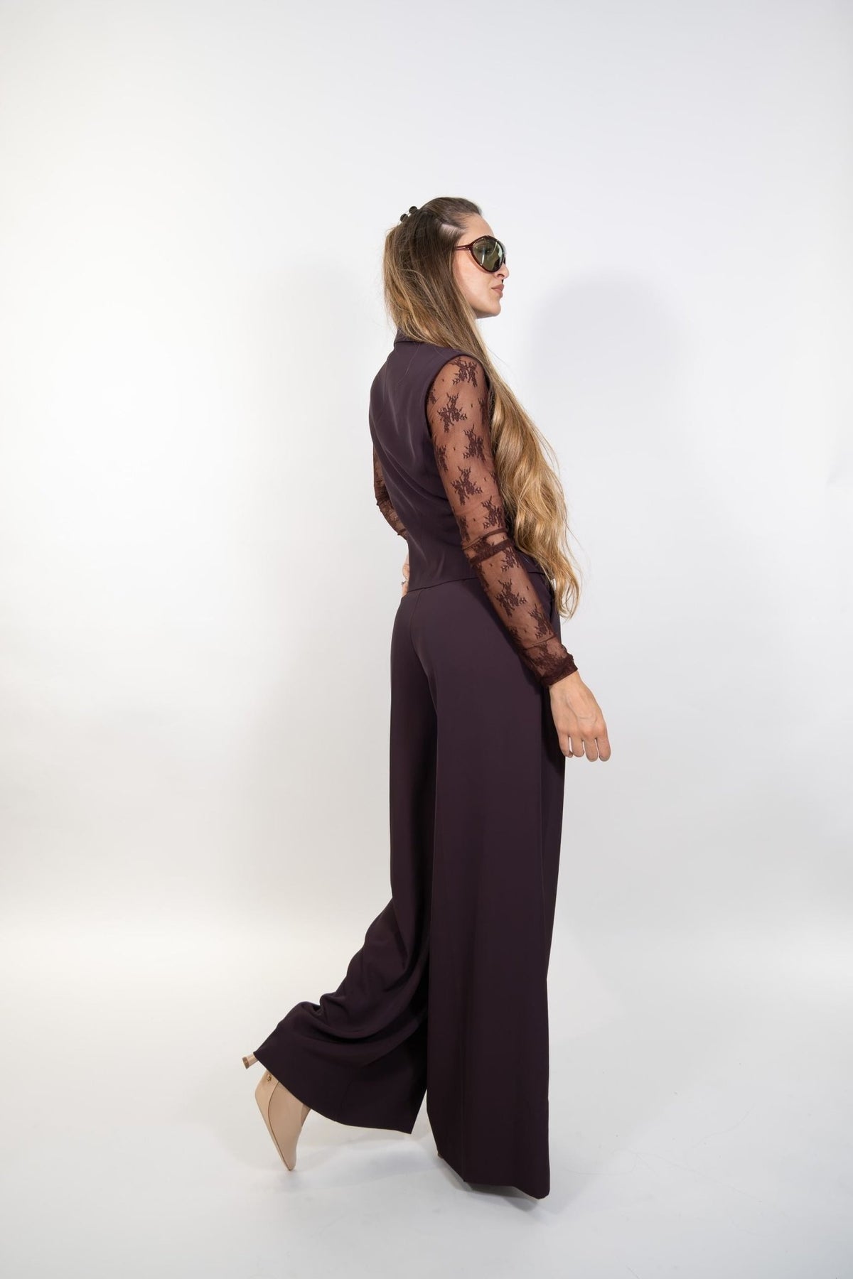 Imperial - Pantaloni palazzo a vita alta con cintura - Donna - World Fashion