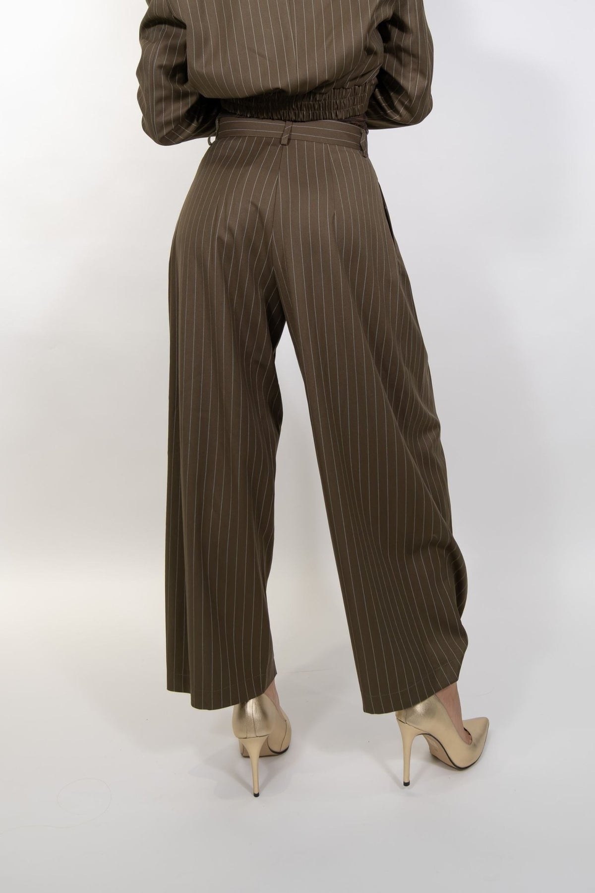 Imperial - Pantaloni palazzo a vita alta con pinces e righe - Donna - World Fashion