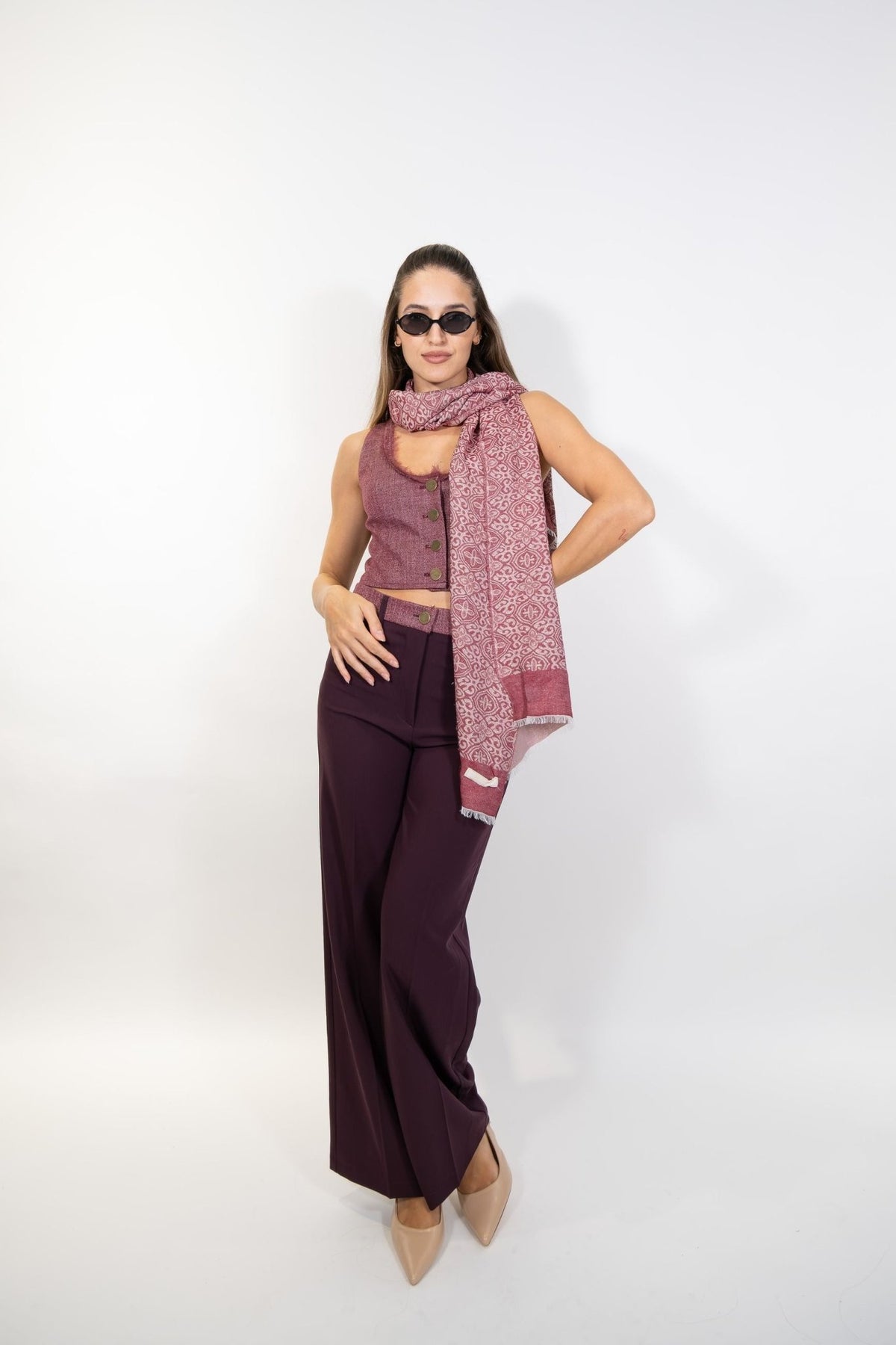 Imperial - Pantaloni palazzo vita alta dettagli a contrasto - Donna - World Fashion