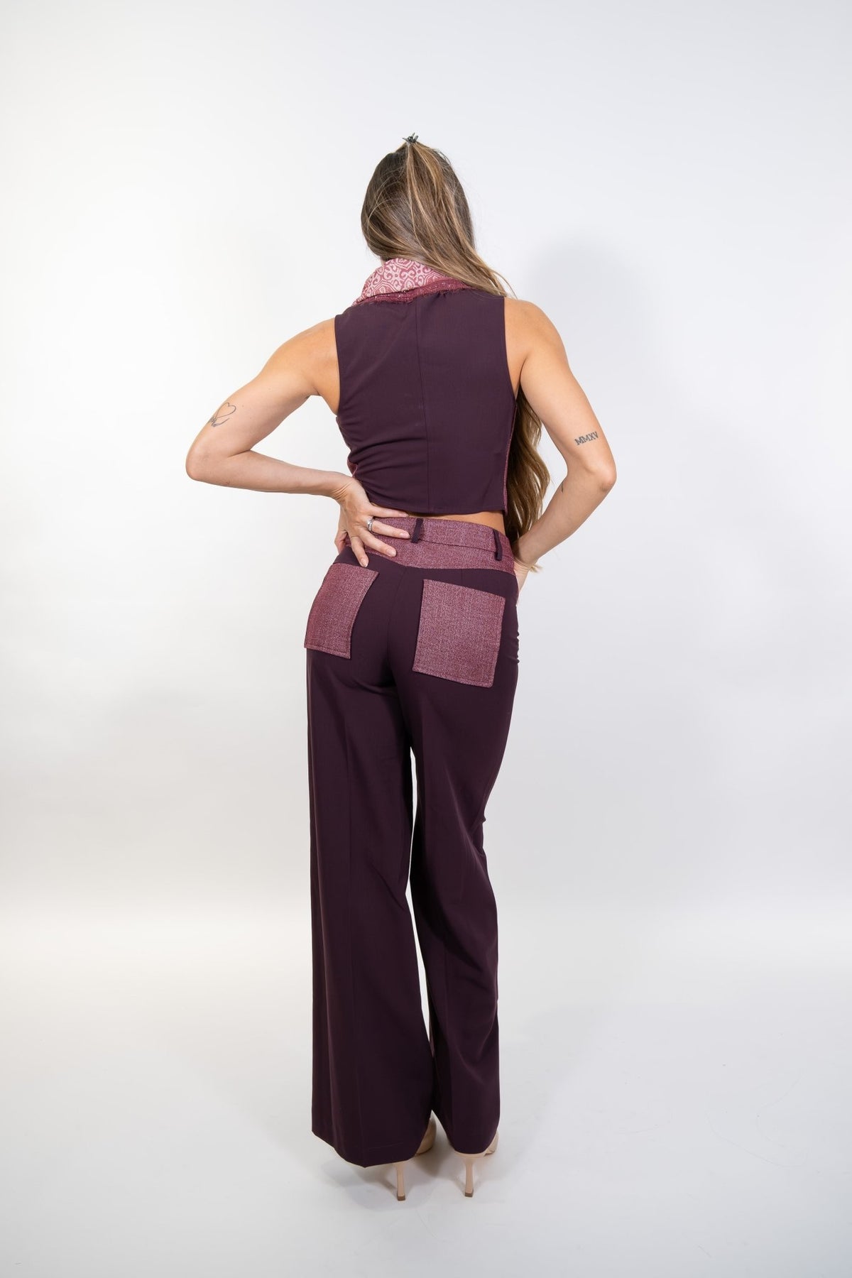 Imperial - Pantaloni palazzo vita alta dettagli a contrasto - Donna - World Fashion