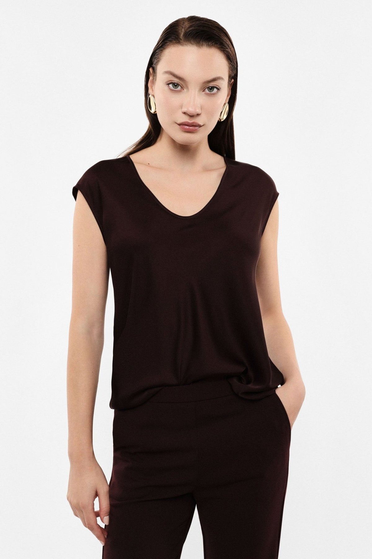 Imperial - Top ampio scollo a v senza maniche - Donna - World Fashion