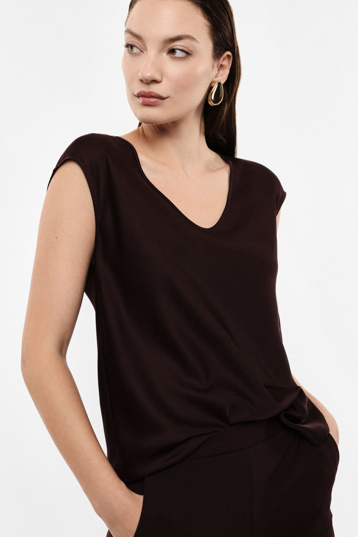 Imperial - Top ampio scollo a v senza maniche - Donna - World Fashion