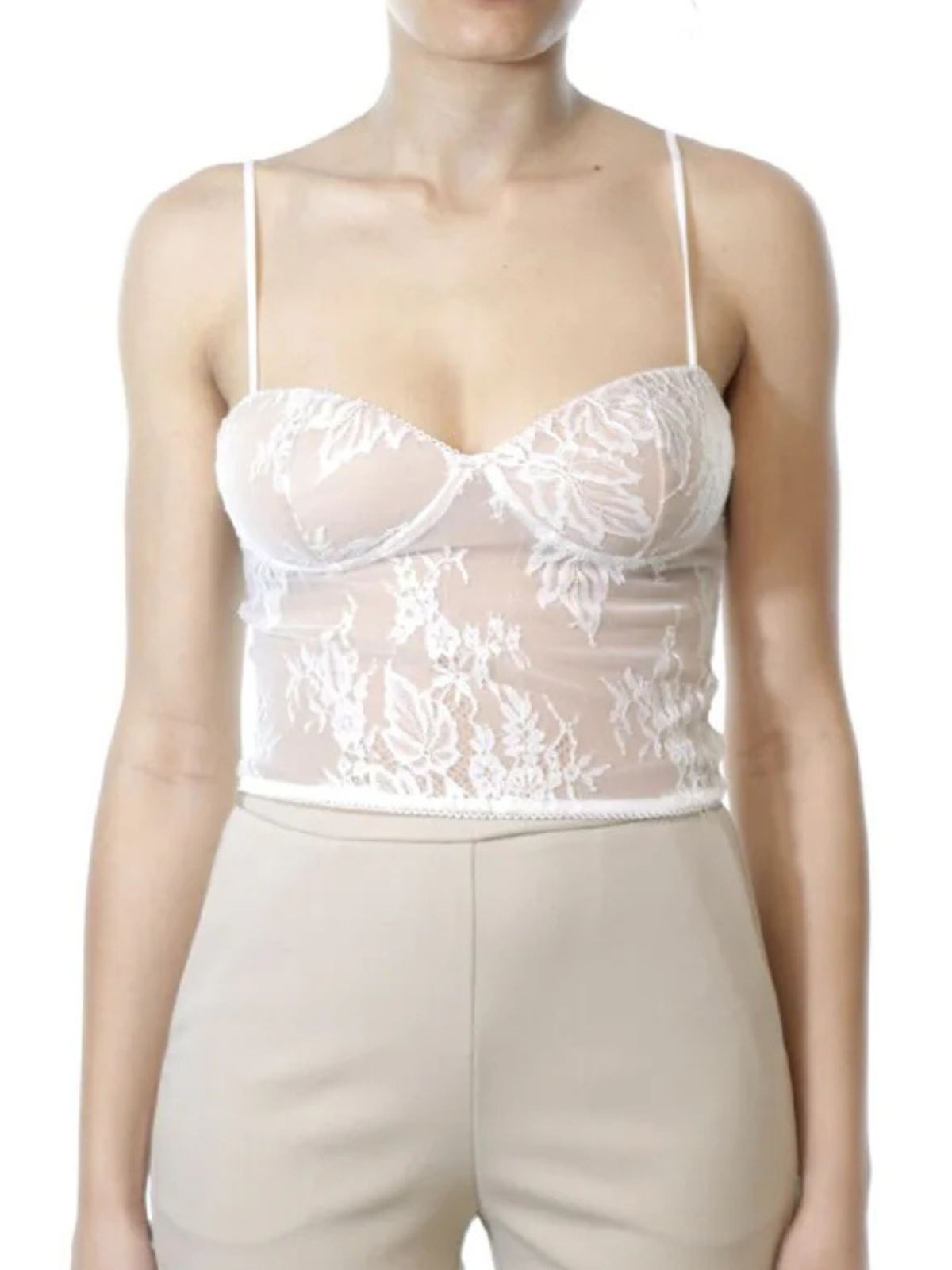 Imperial - Top cropped con spalline e ricamo floreale - Donna - World Fashion