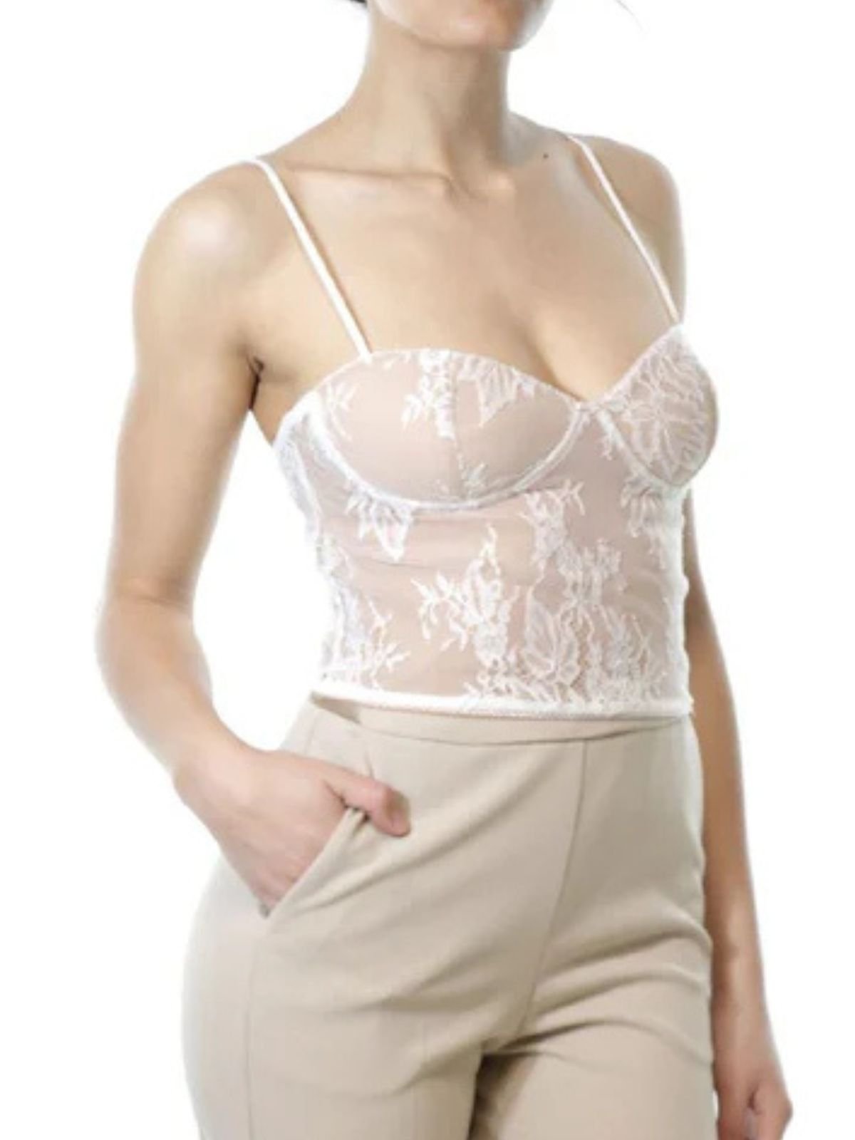 Imperial - Top cropped con spalline e ricamo floreale - Donna - World Fashion