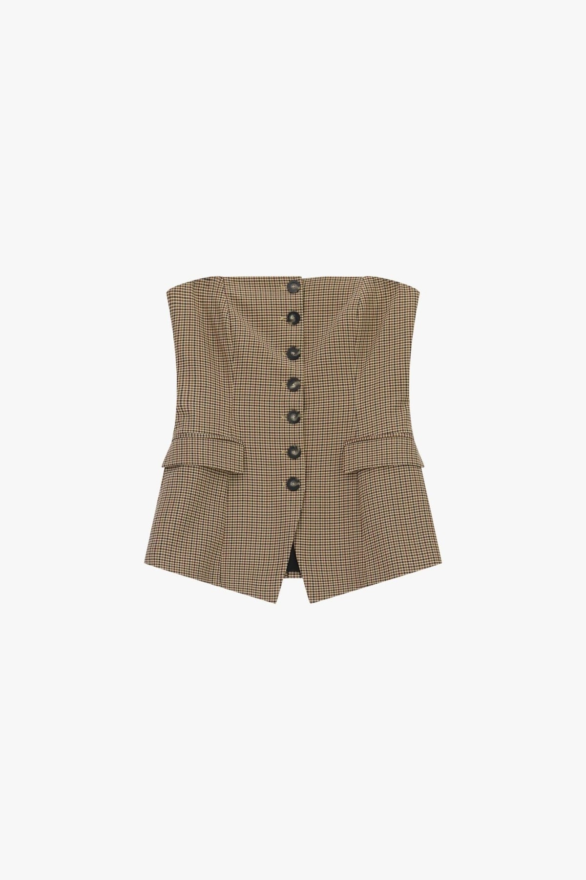 Imperial - Top senza maniche con bottoni e fantasia microcheck - Donna - World Fashion