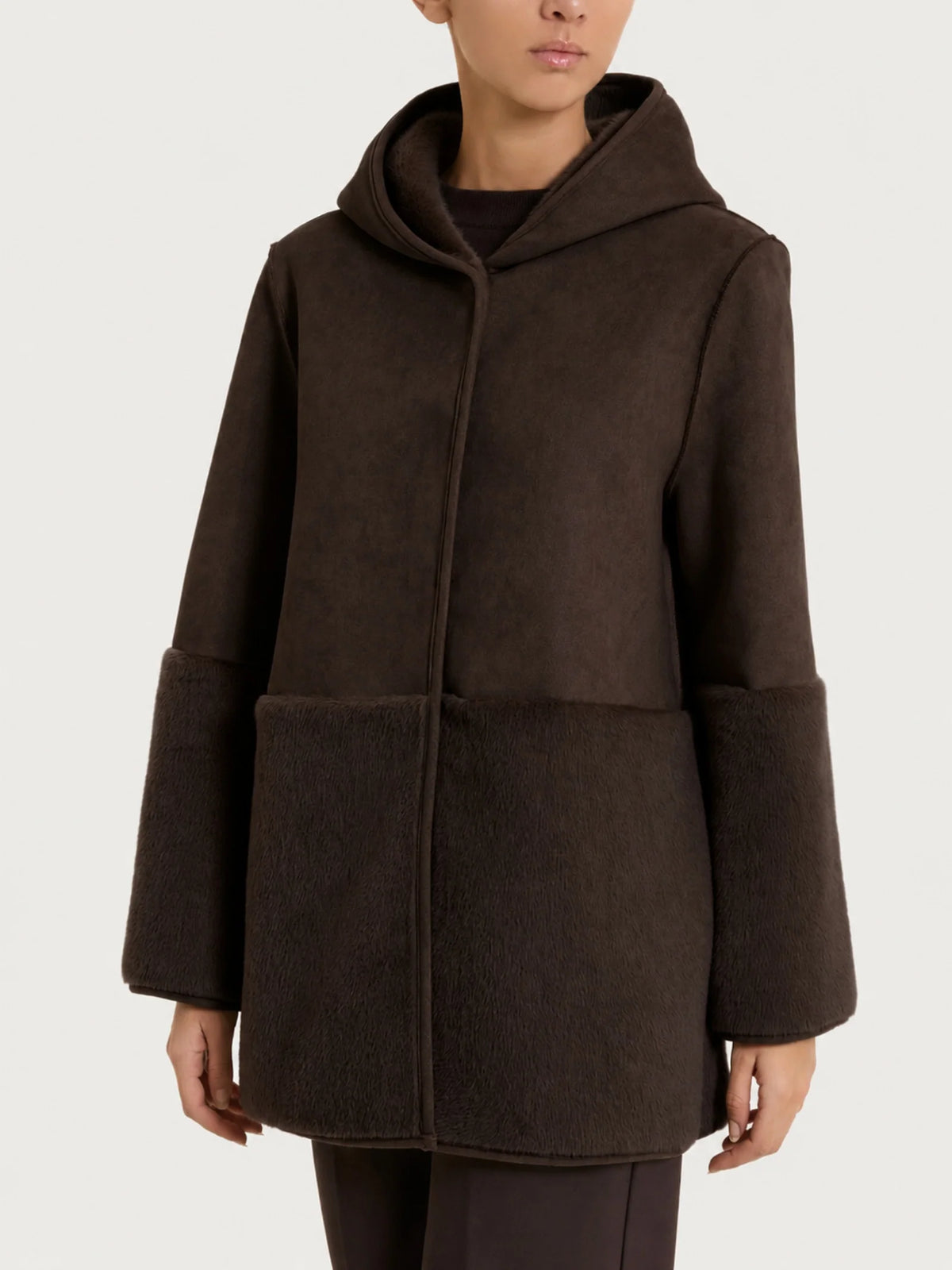 Ragno - Fuzzy Coat Giacca con cappuccio double-face - Donna