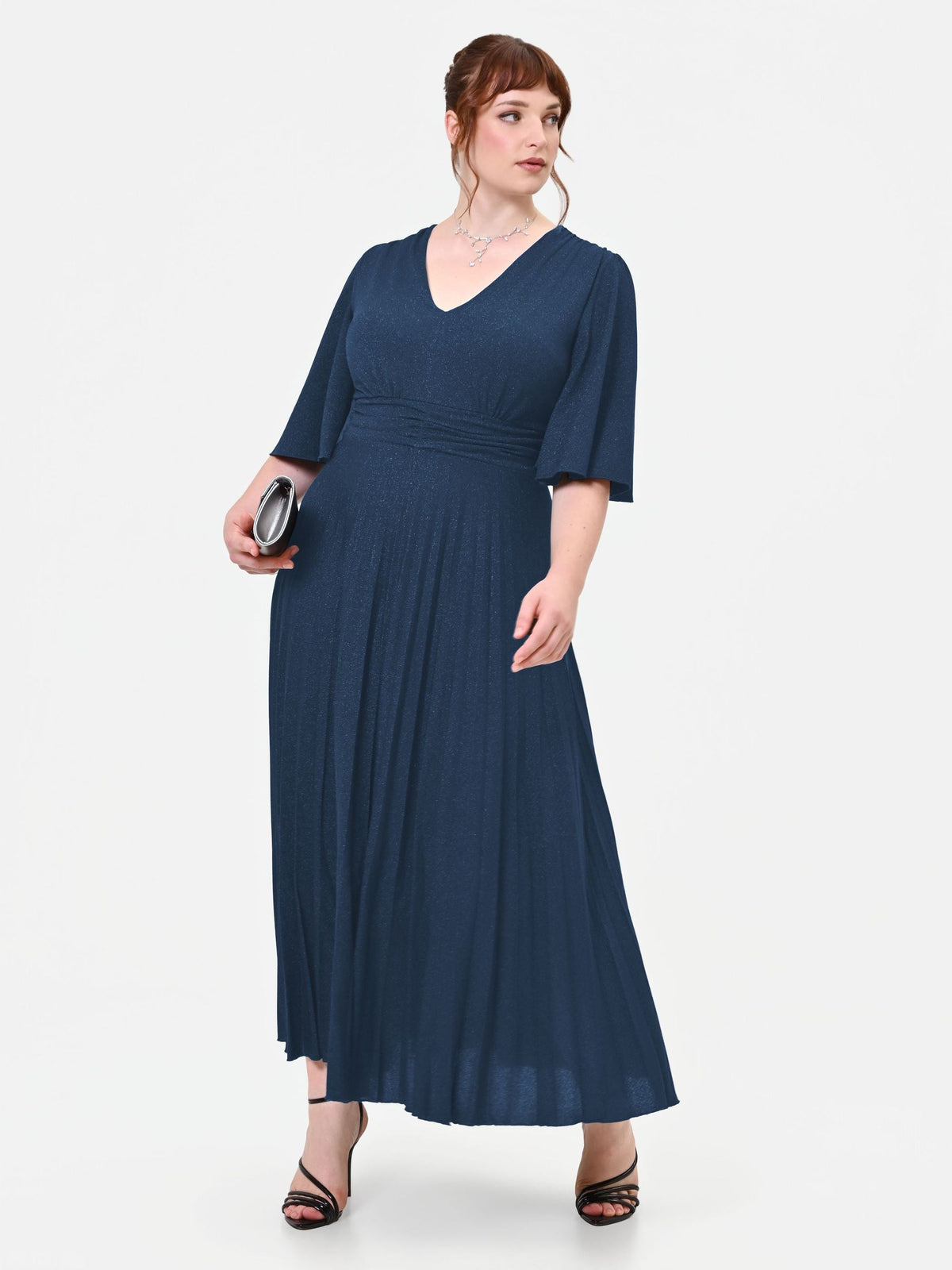 Rinascimento Curvy - Abito Plissettato Con Micro-Glitter - Donna