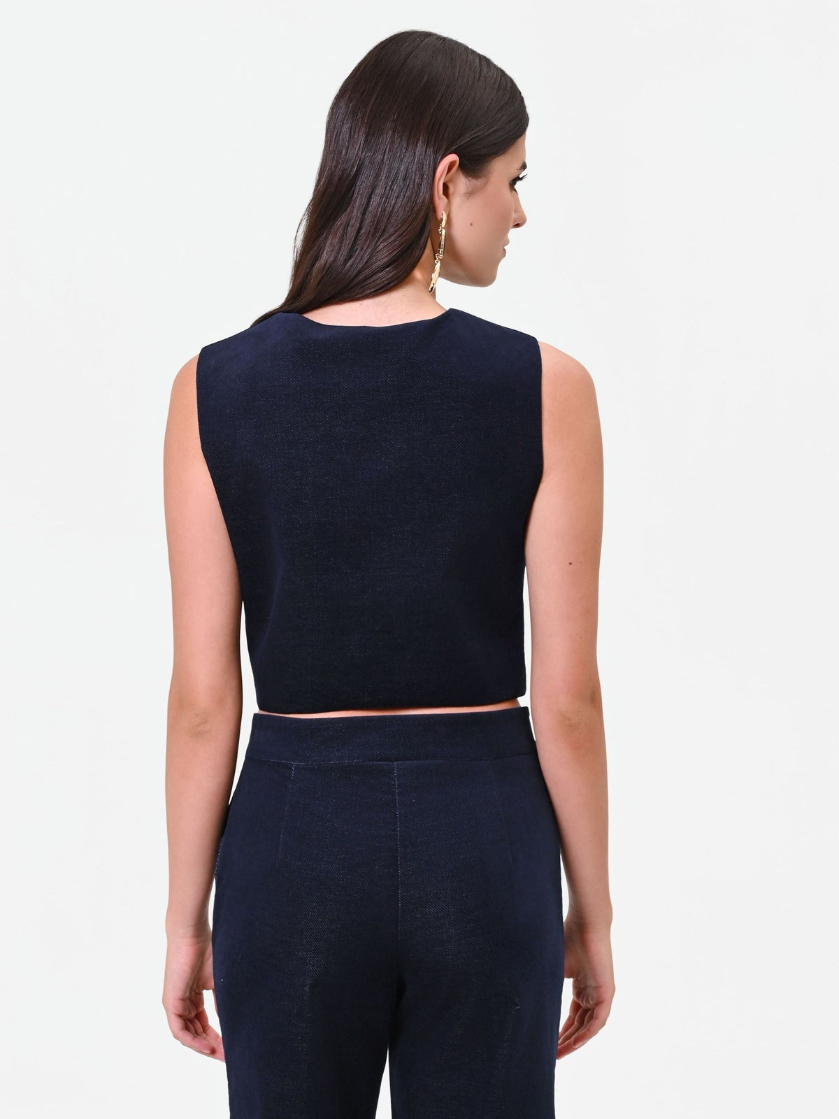 Rinascimento - Gilet in velluto blu navy con bottoni (Giorgia Palmas X Rinascimento) - Donna