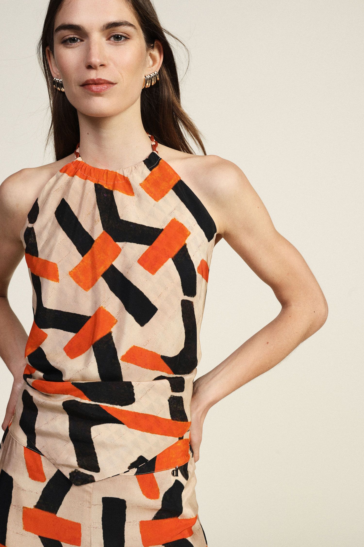 Dixie - Top halter con stampa grafica geometrica - Donna