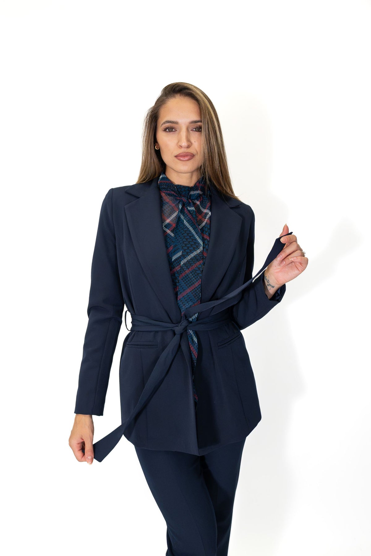 Fracomina - Giacca lunga sartoriale con cintura - Donna
