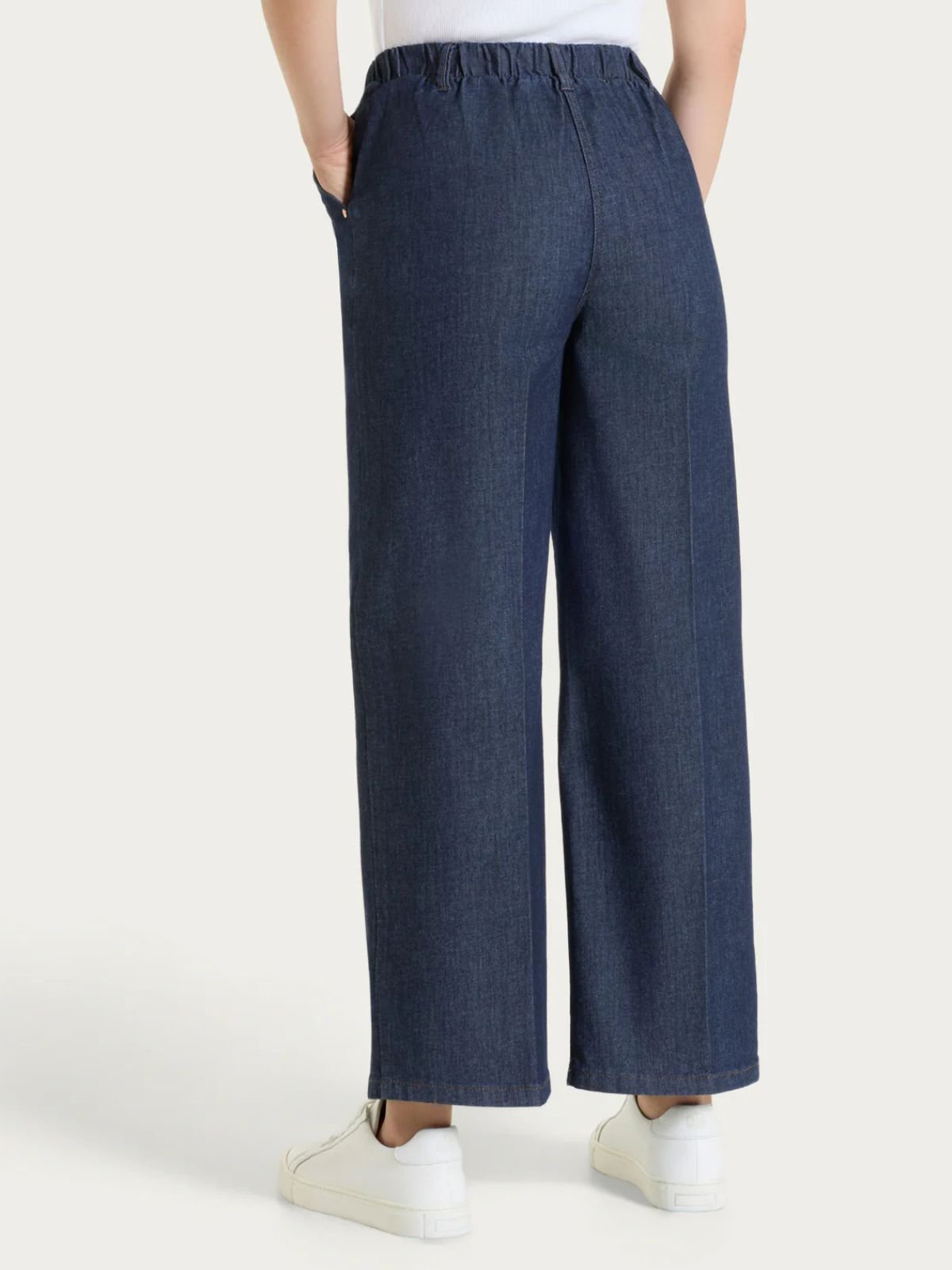 Jeans ampio alla caviglia con tasche e vita piatta in Light Denim Donna - Ragno - World Fashion