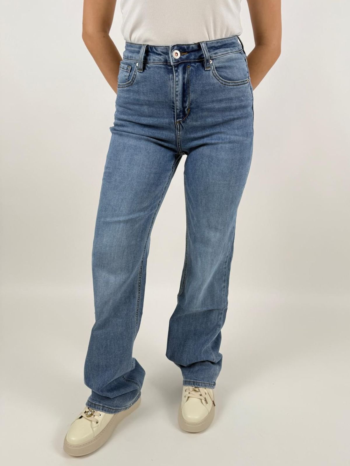 Jeans Bianca Comfort Wide Donna - Gianni Lupo - World Fashion