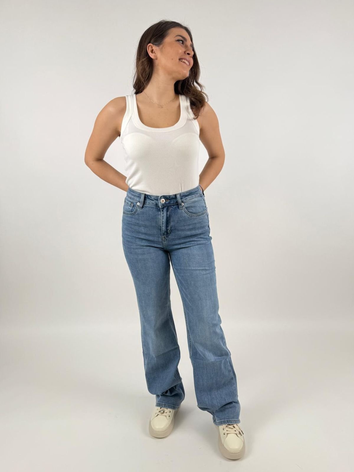 Jeans Bianca Comfort Wide Donna - Gianni Lupo - World Fashion