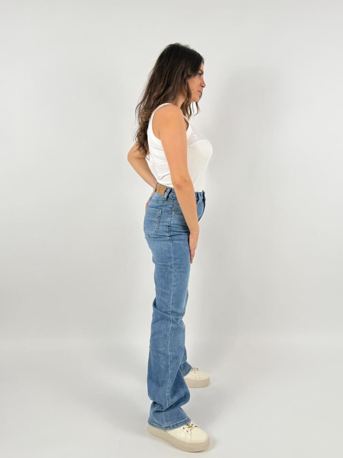 Jeans Bianca Comfort Wide Donna - Gianni Lupo - World Fashion