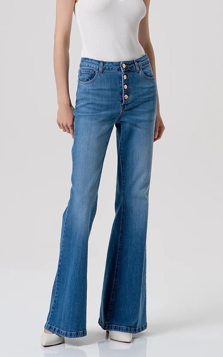 Jeans bootcut in denim con lavaggio medio Donna - Fracomina - World Fashion