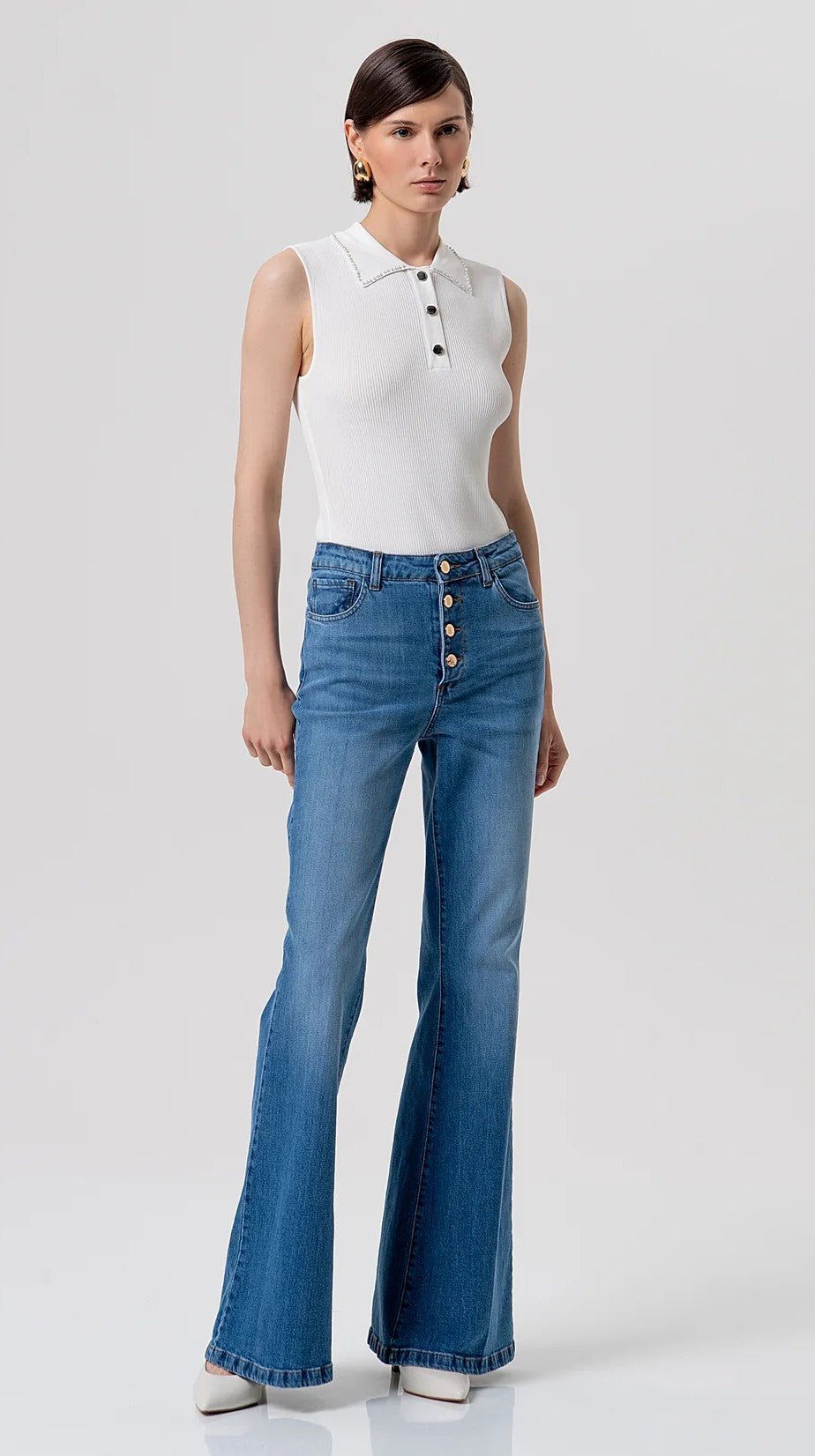 Jeans bootcut in denim con lavaggio medio Donna - Fracomina - World Fashion