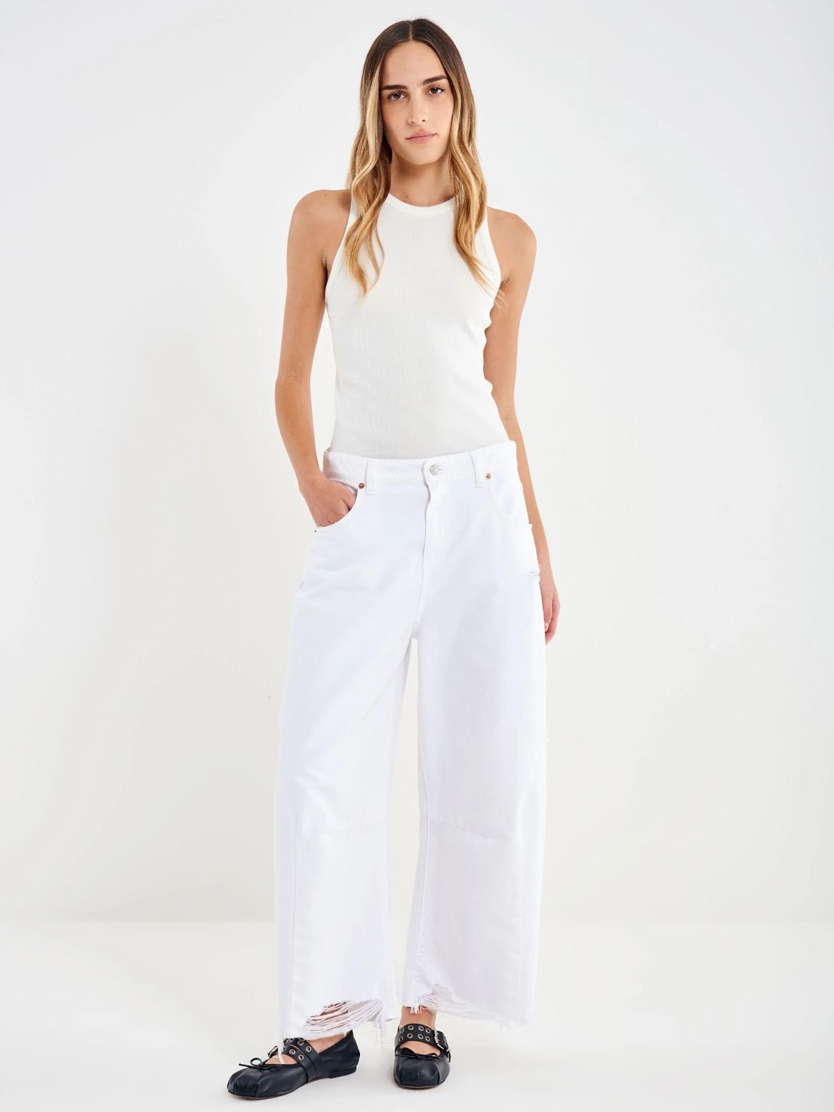 Jeans Cecil a Ovetto Bianco Donna - Vicolo - World Fashion