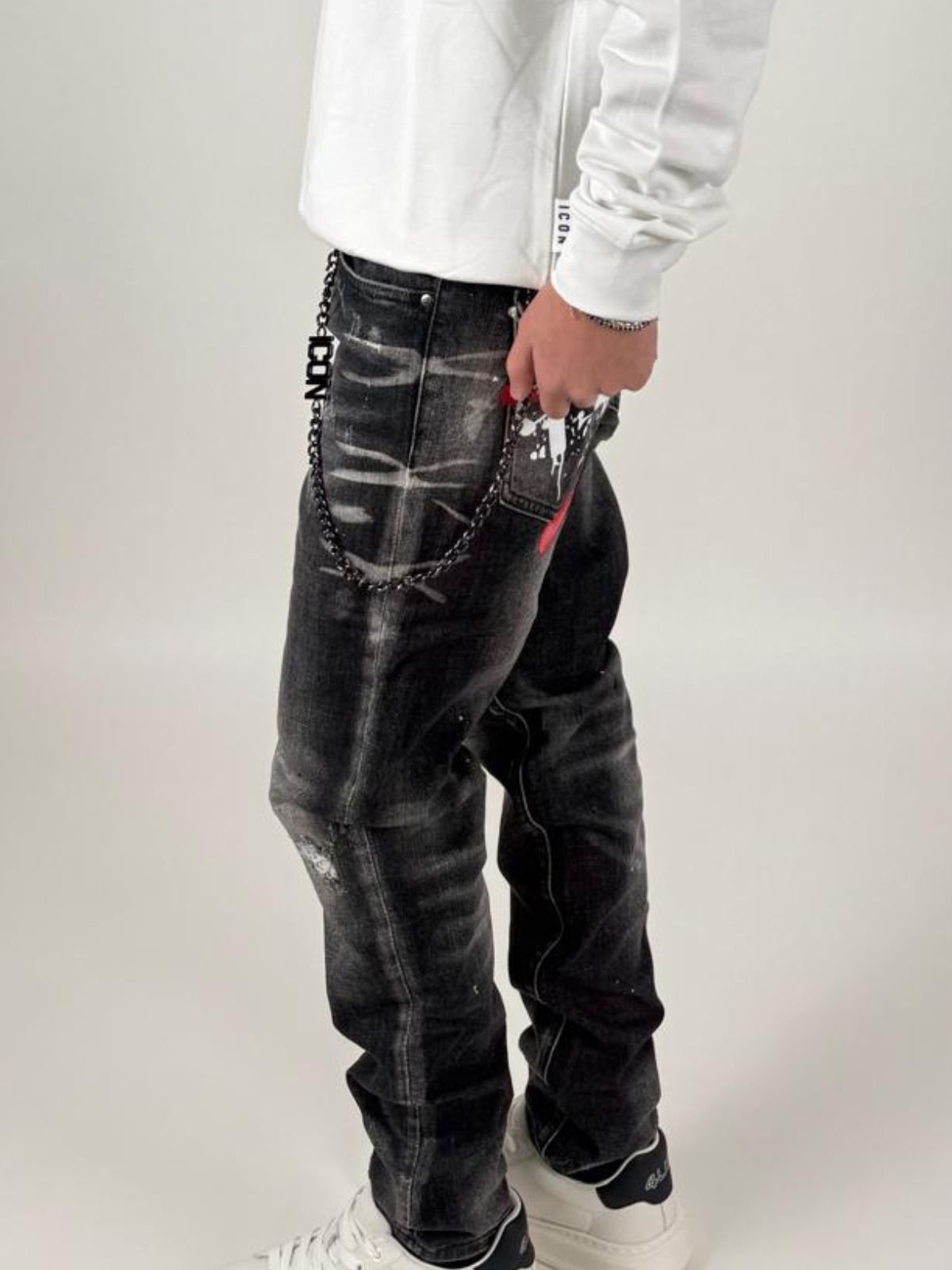 Jeans C/Stampa Sul Dietro Uomo - Icon - World Fashion