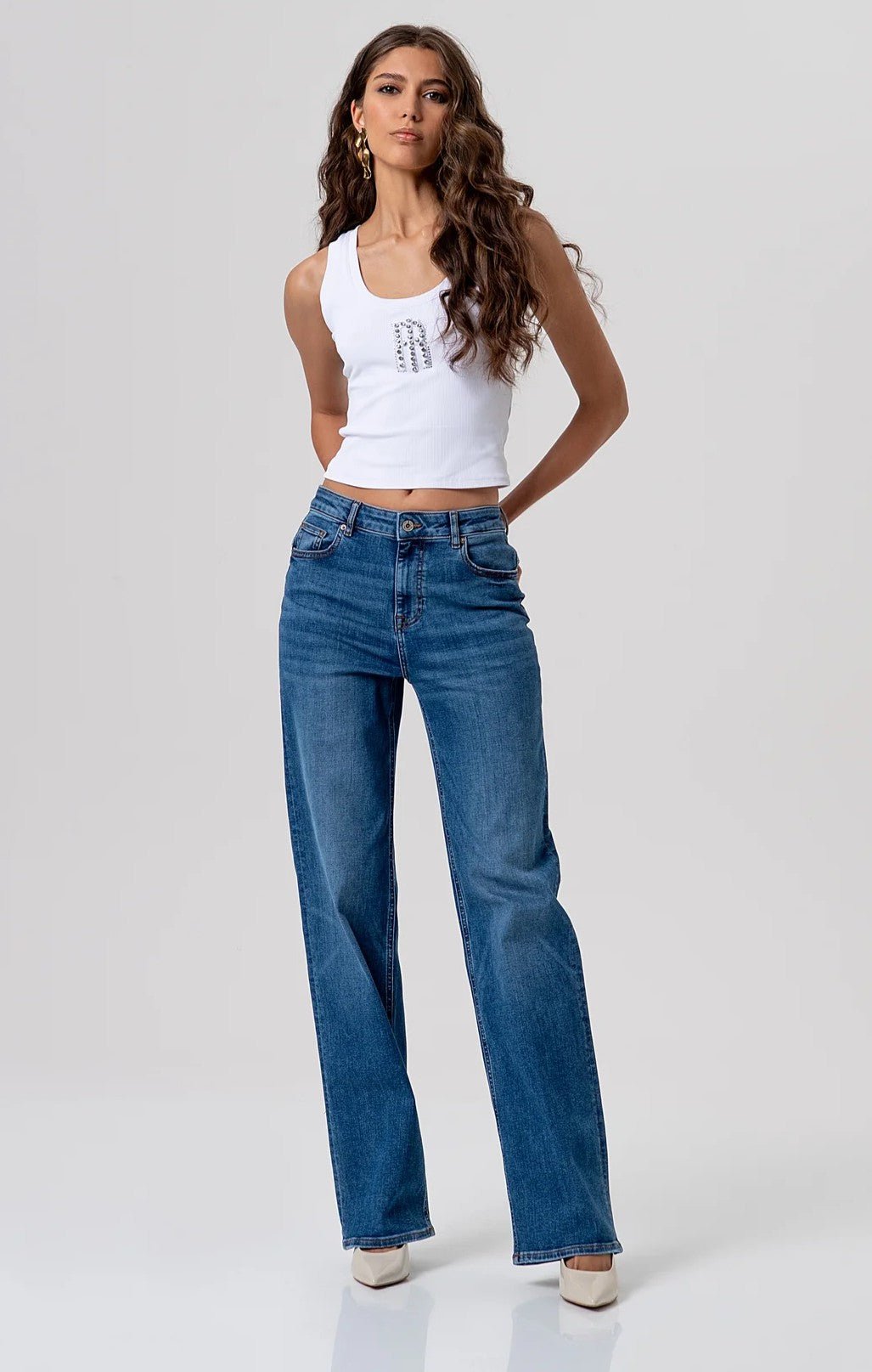 Jeans flare effetto push up in denim con lavaggio medio Donna - Fracomina - World Fashion