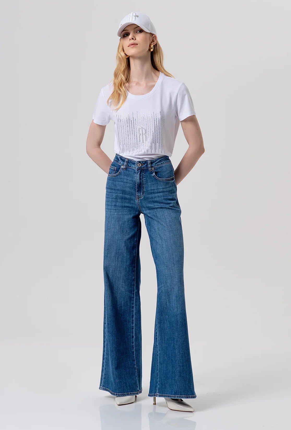 Jeans flare in denim con lavaggio medio Donna - Fracomina - World Fashion