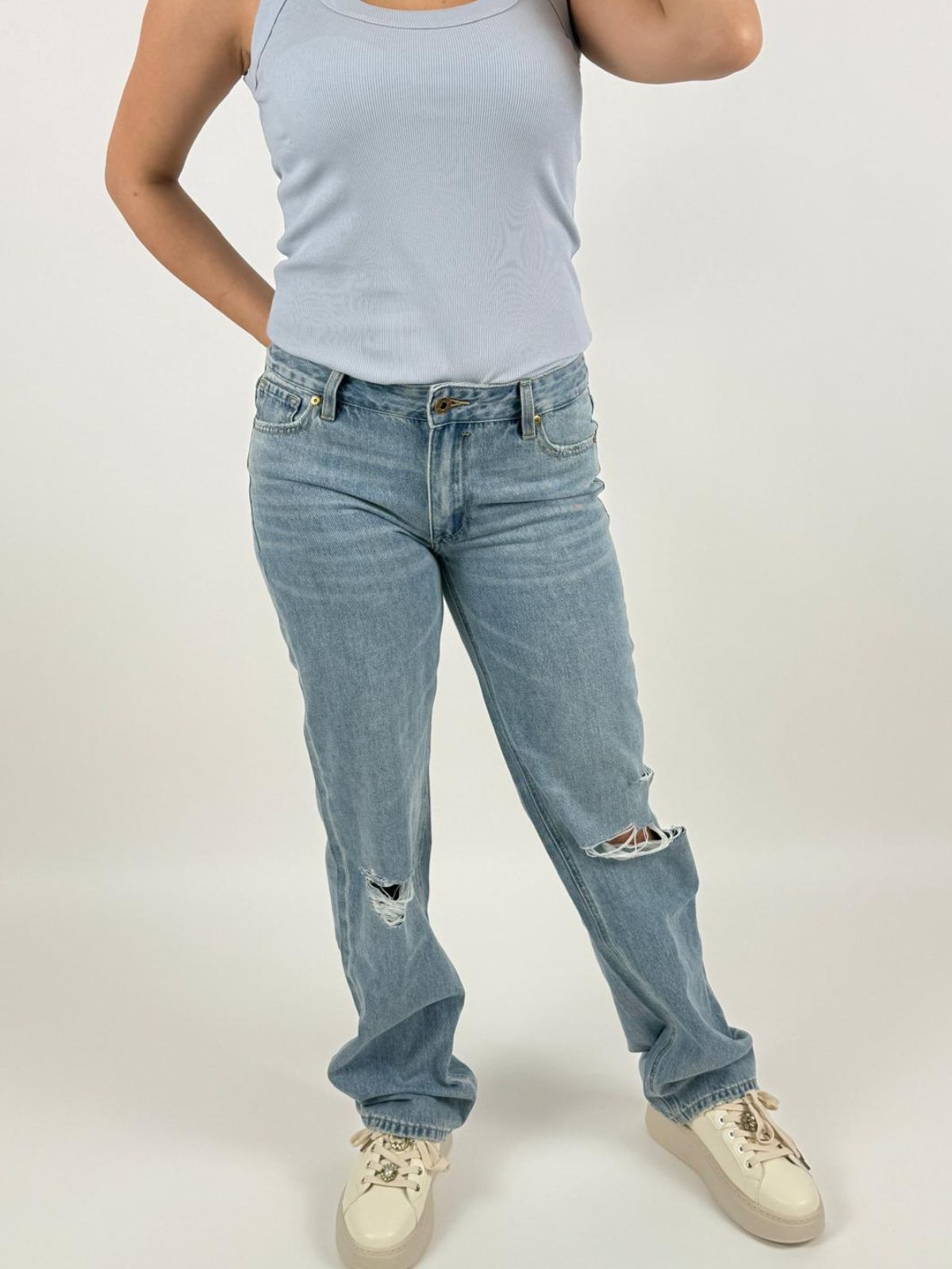 Jeans Isa Low Rise Sraight Donna - Gianni Lupo - World Fashion