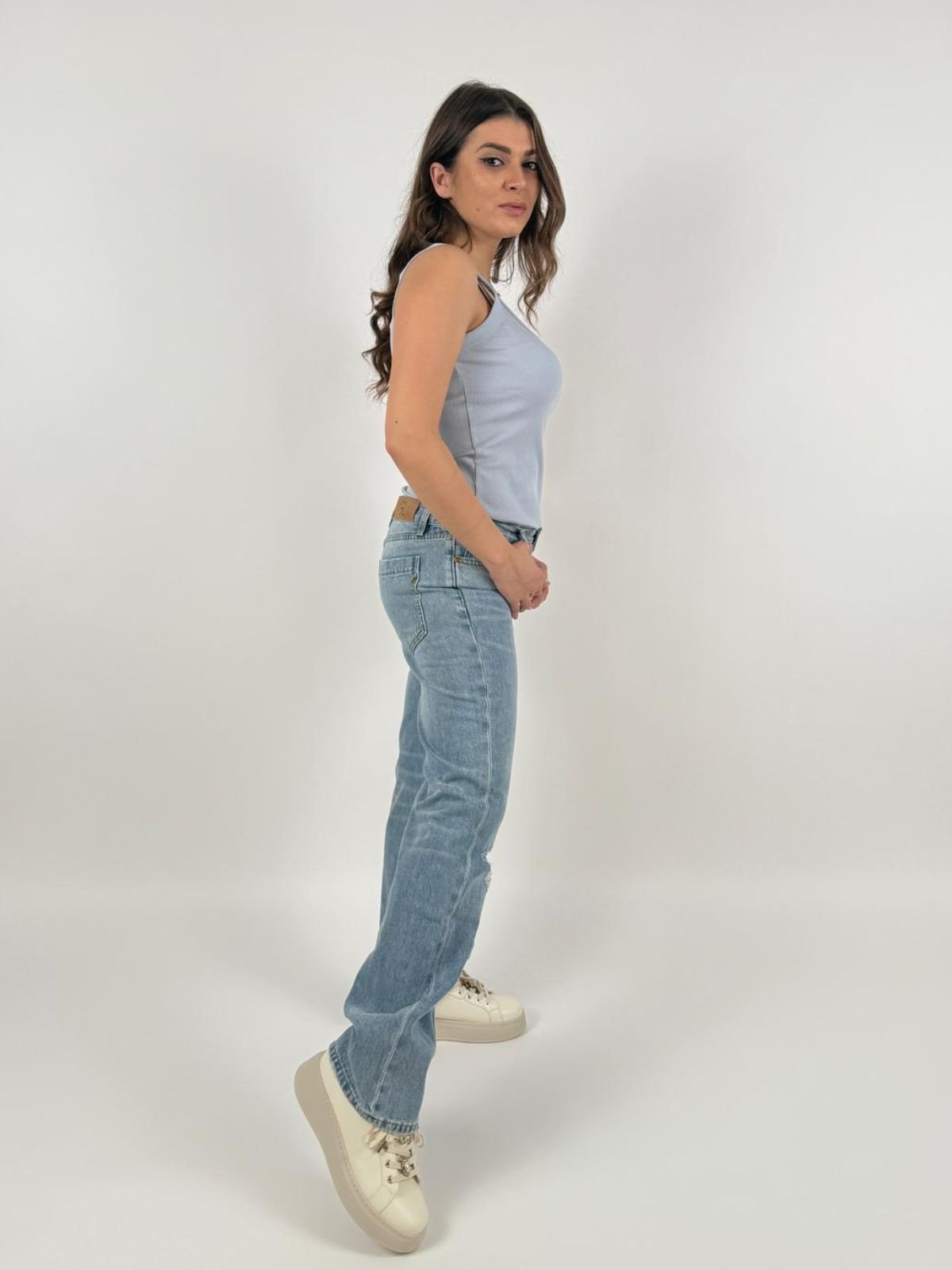 Jeans Isa Low Rise Sraight Donna - Gianni Lupo - World Fashion