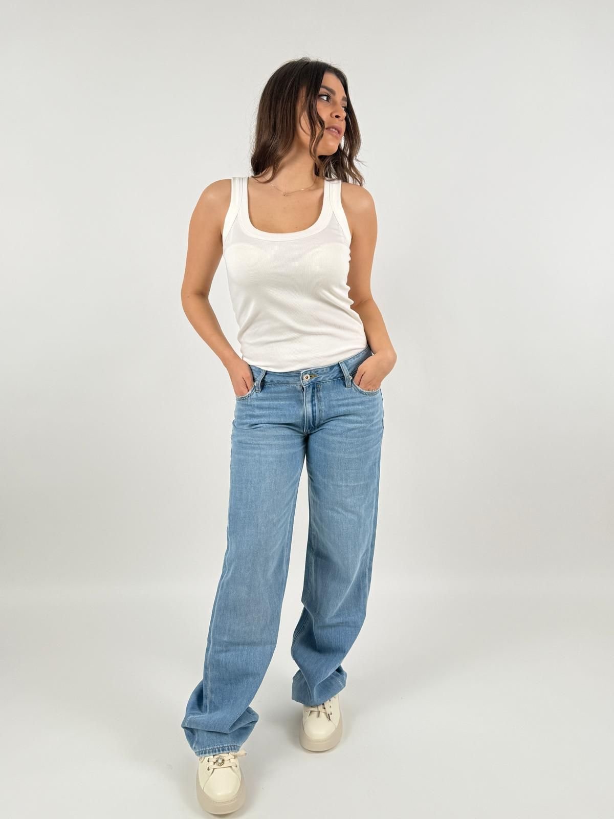 Jeans Kathe Low Rise Wide Donna - Gianni Lupo - World Fashion