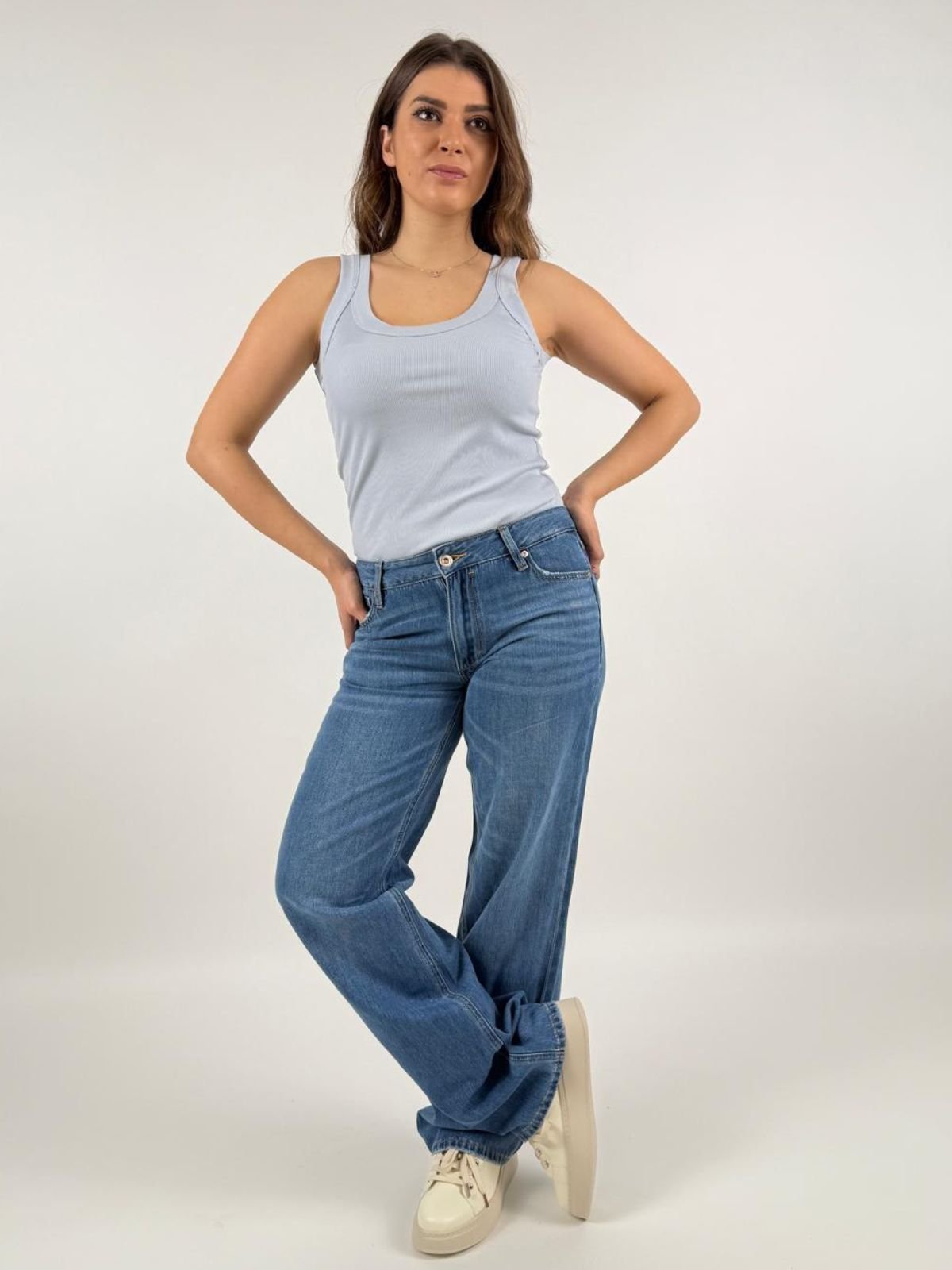 Jeans Kathe Low Rise Wide Donna - Gianni Lupo - World Fashion