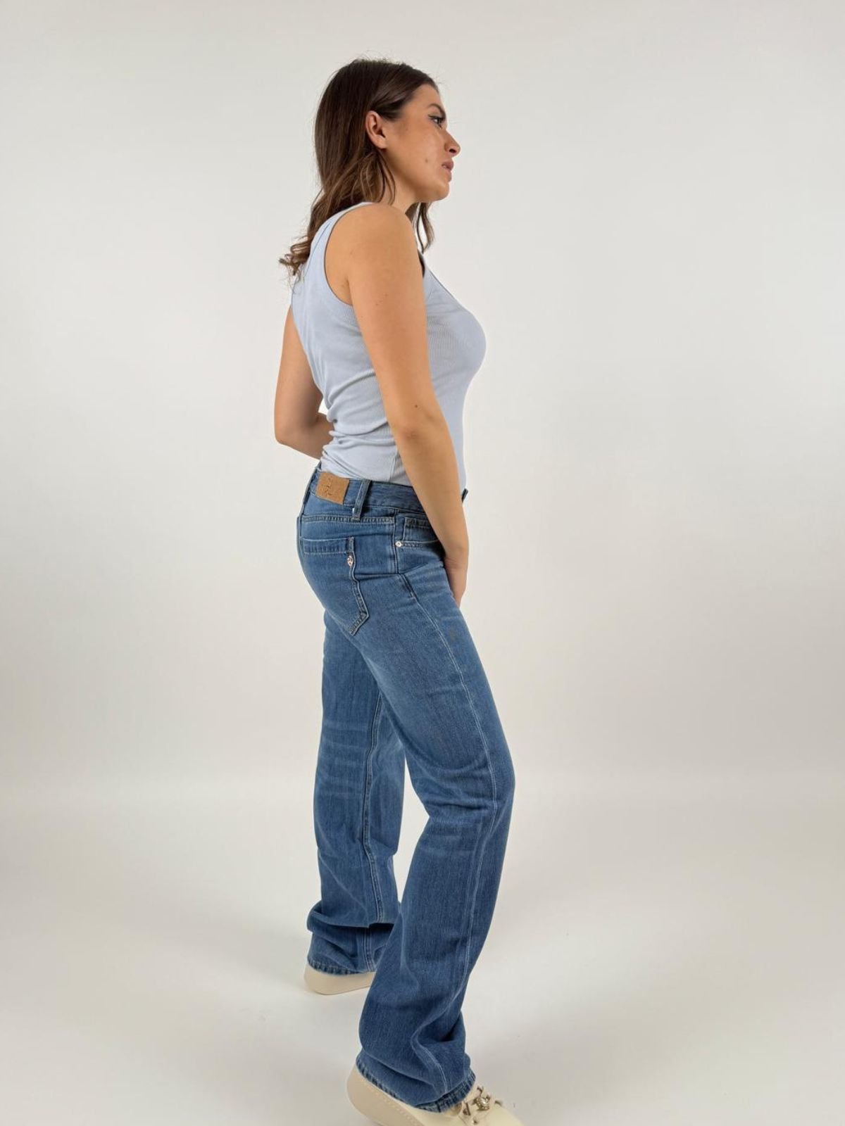 Jeans Kathe Low Rise Wide Donna - Gianni Lupo - World Fashion