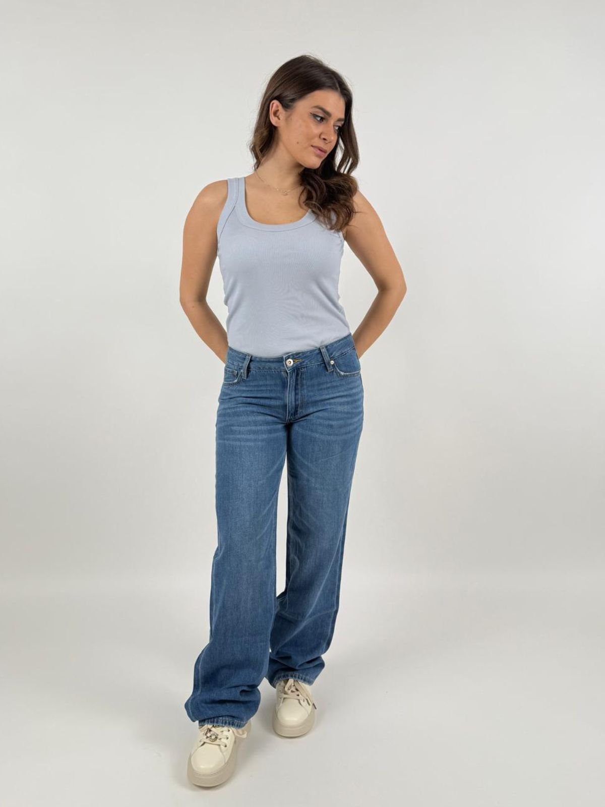 Jeans Kathe Low Rise Wide Donna - Gianni Lupo - World Fashion