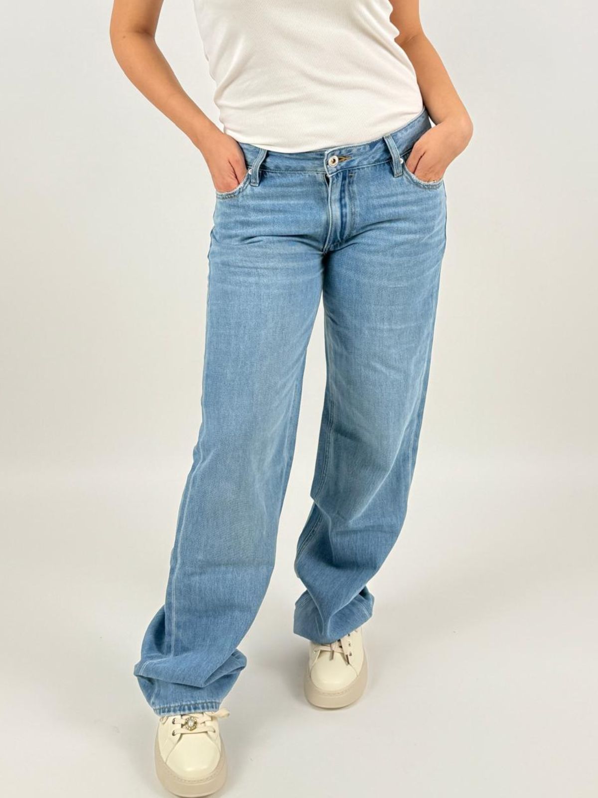 Jeans Kathe Low Rise Wide Donna - Gianni Lupo - World Fashion