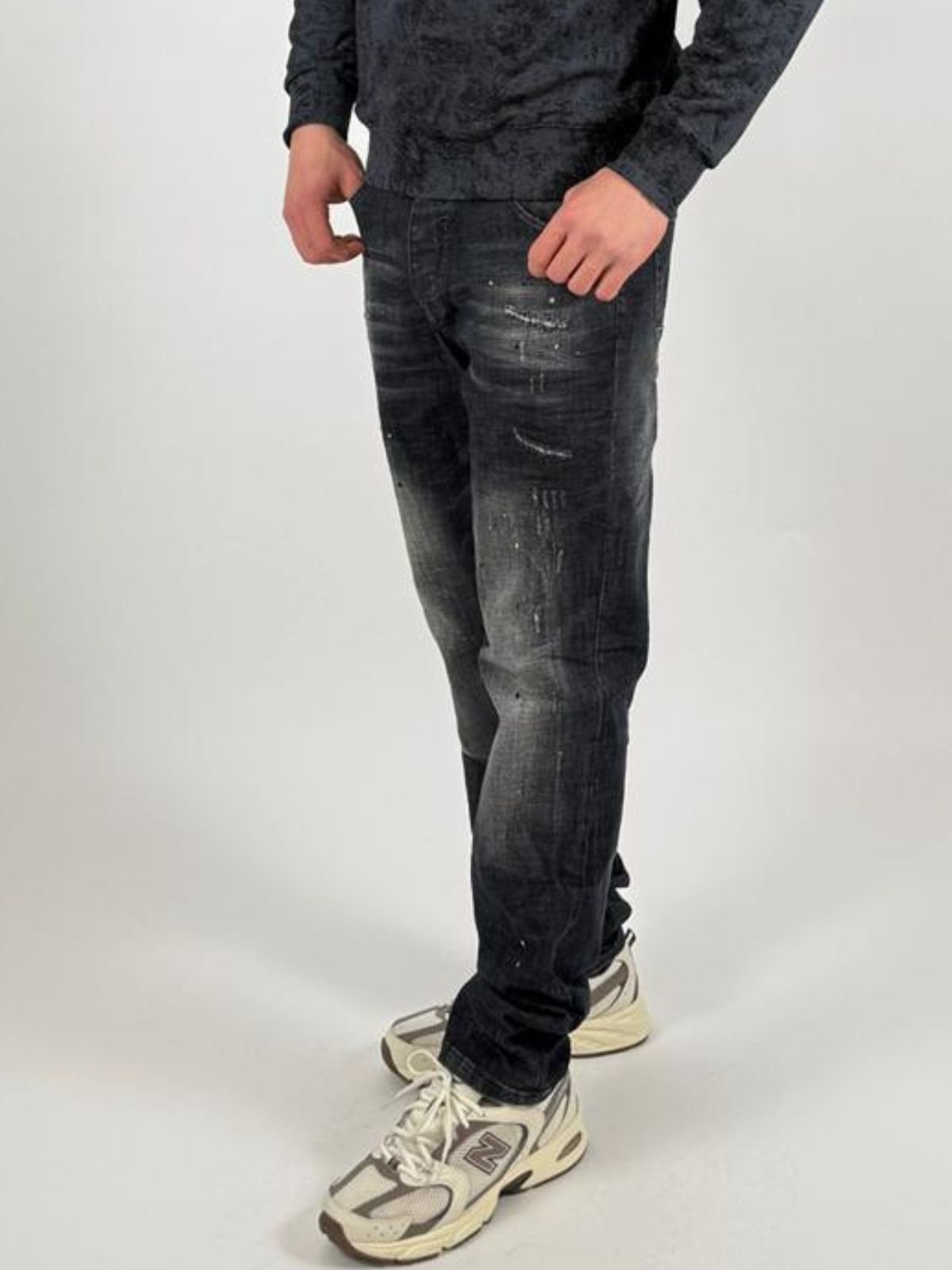 Jeans nero con effetto lavaggio used Uomo - Ds2 - World Fashion