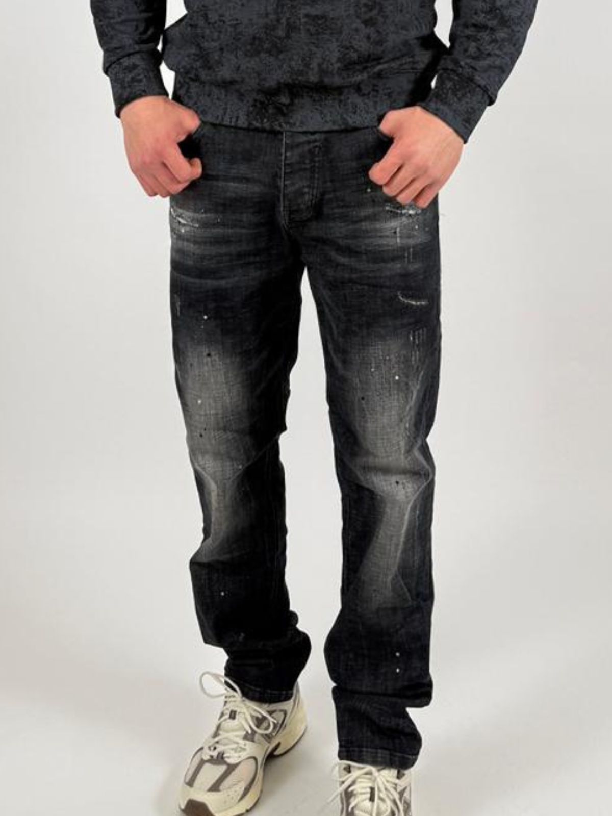 Jeans nero con effetto lavaggio used Uomo - Ds2 - World Fashion