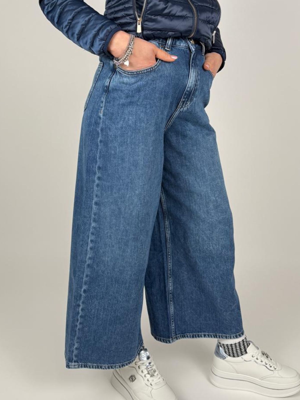 Jeans Palazzo 5 Tasche, Wide Leg Donna - Yes Zee - World Fashion