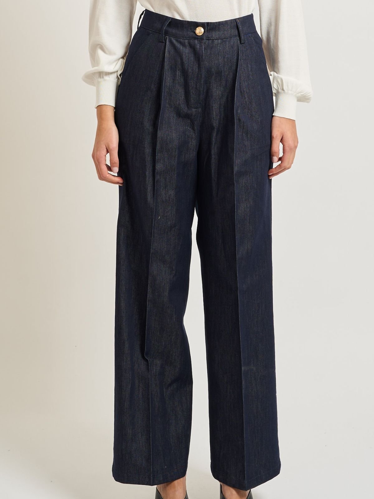 Jeans Palazzo Con Pinces Donna - Yes Zee - World Fashion