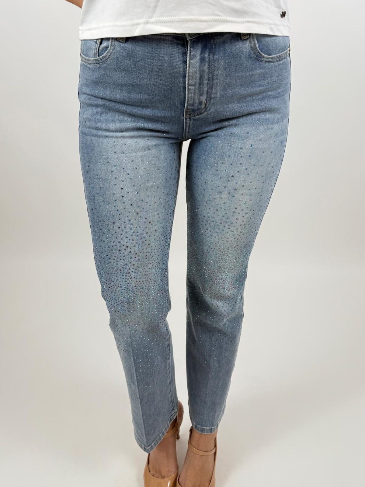 Jeans skinny in cotone con strass Donna - Gaudì Jeans - World Fashion