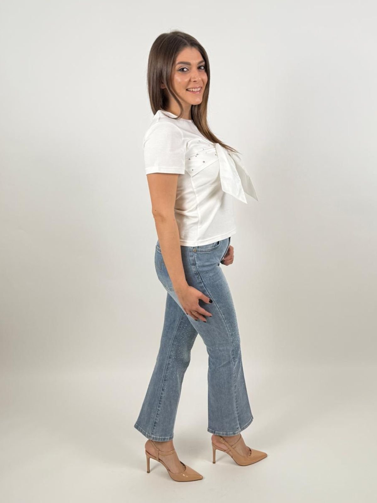 Jeans skinny in cotone con strass Donna - Gaudì Jeans - World Fashion