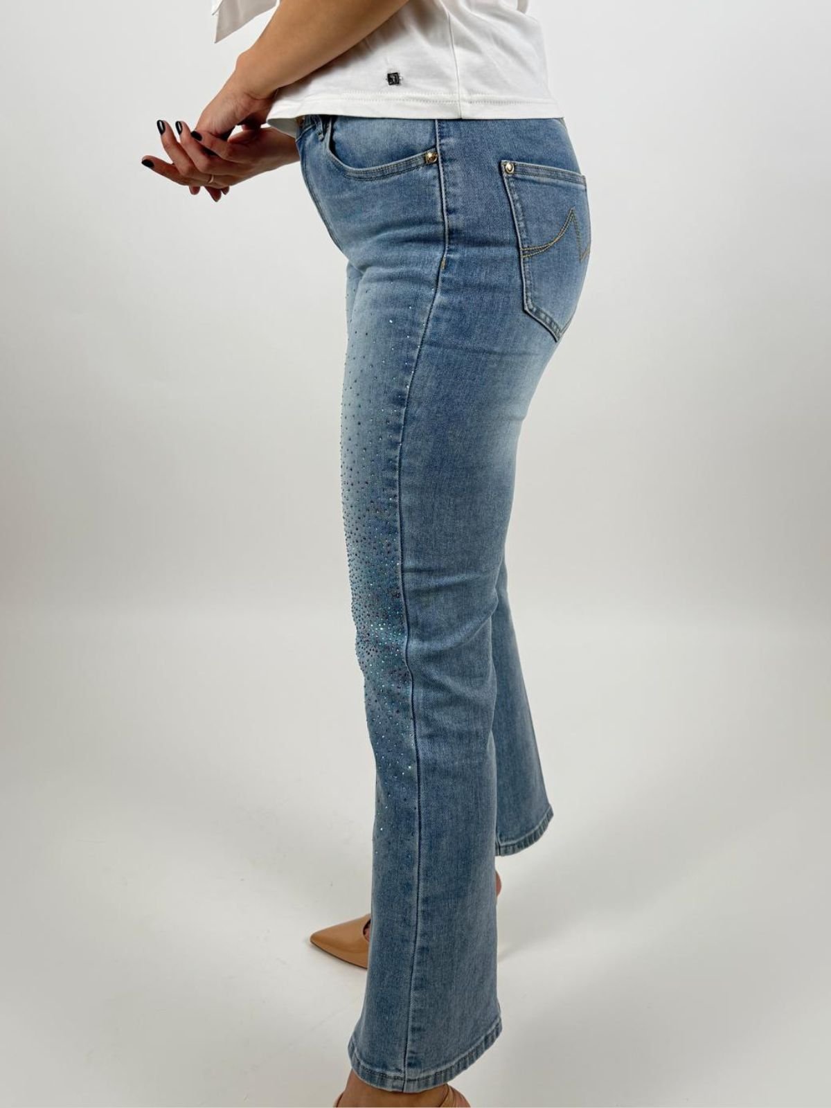 Jeans skinny in cotone con strass Donna - Gaudì Jeans - World Fashion