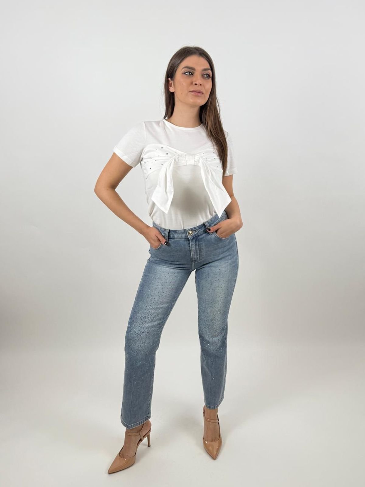 Jeans skinny in cotone con strass Donna - Gaudì Jeans - World Fashion