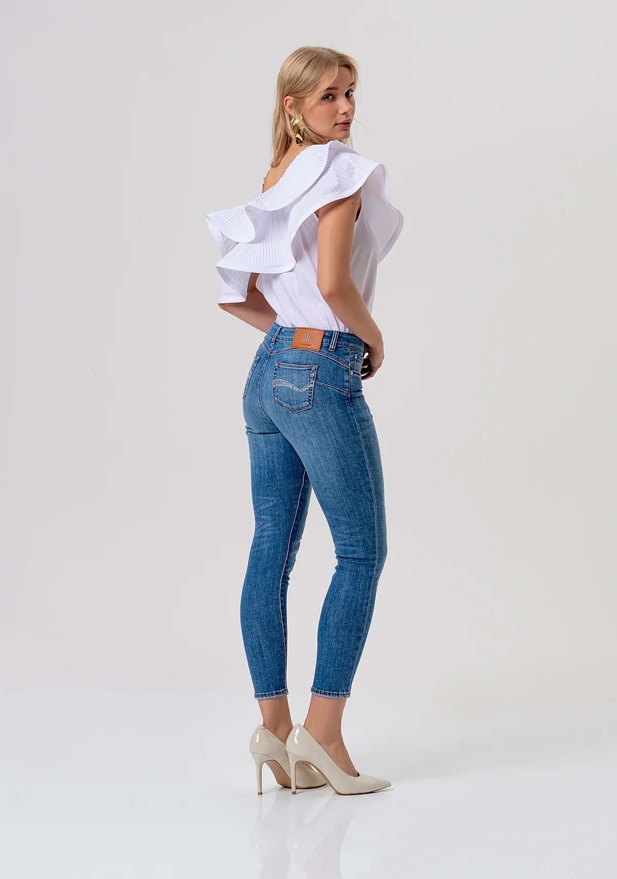Jeans slim effetto push up in denim con lavaggio medio Donna - Fracomina - World Fashion