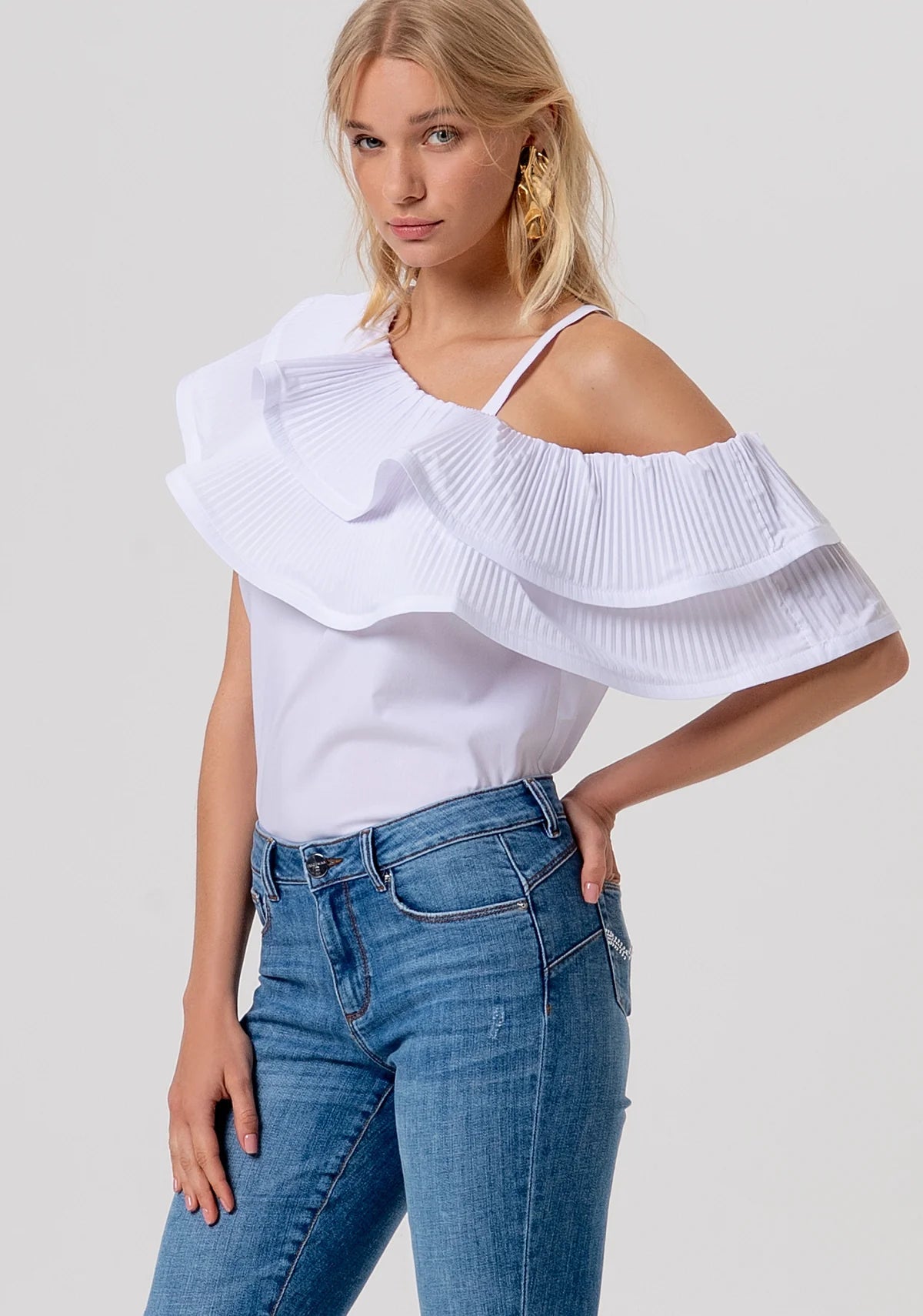 Jeans slim effetto push up in denim con lavaggio medio Donna - Fracomina - World Fashion