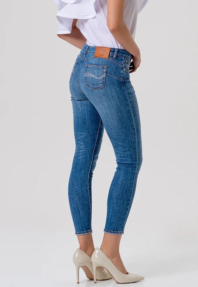 Jeans slim effetto push up in denim con lavaggio medio Donna - Fracomina - World Fashion