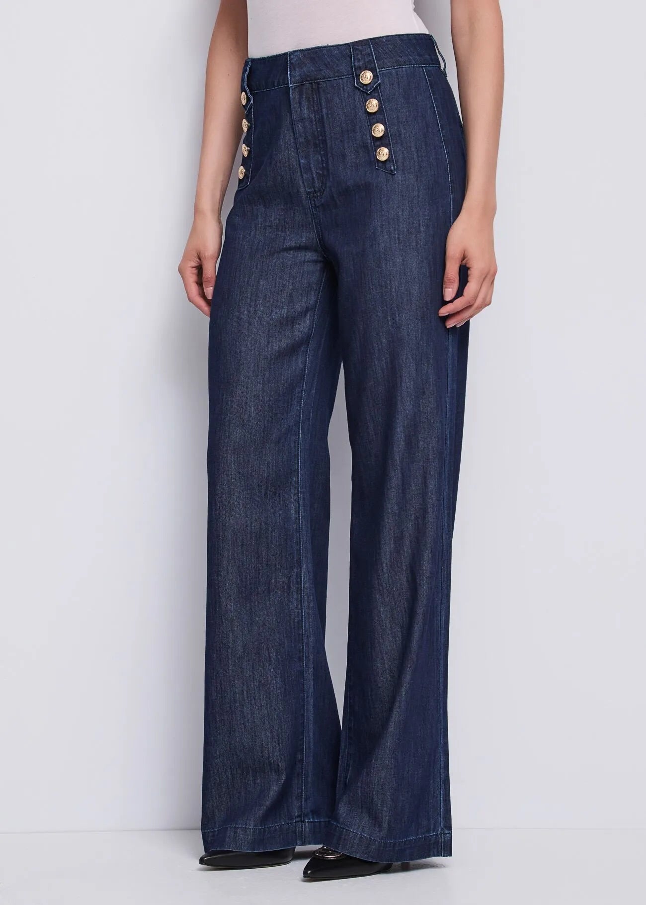 Jeans wide leg con bottoni dorati Donna - Gaudì Jeans - World Fashion