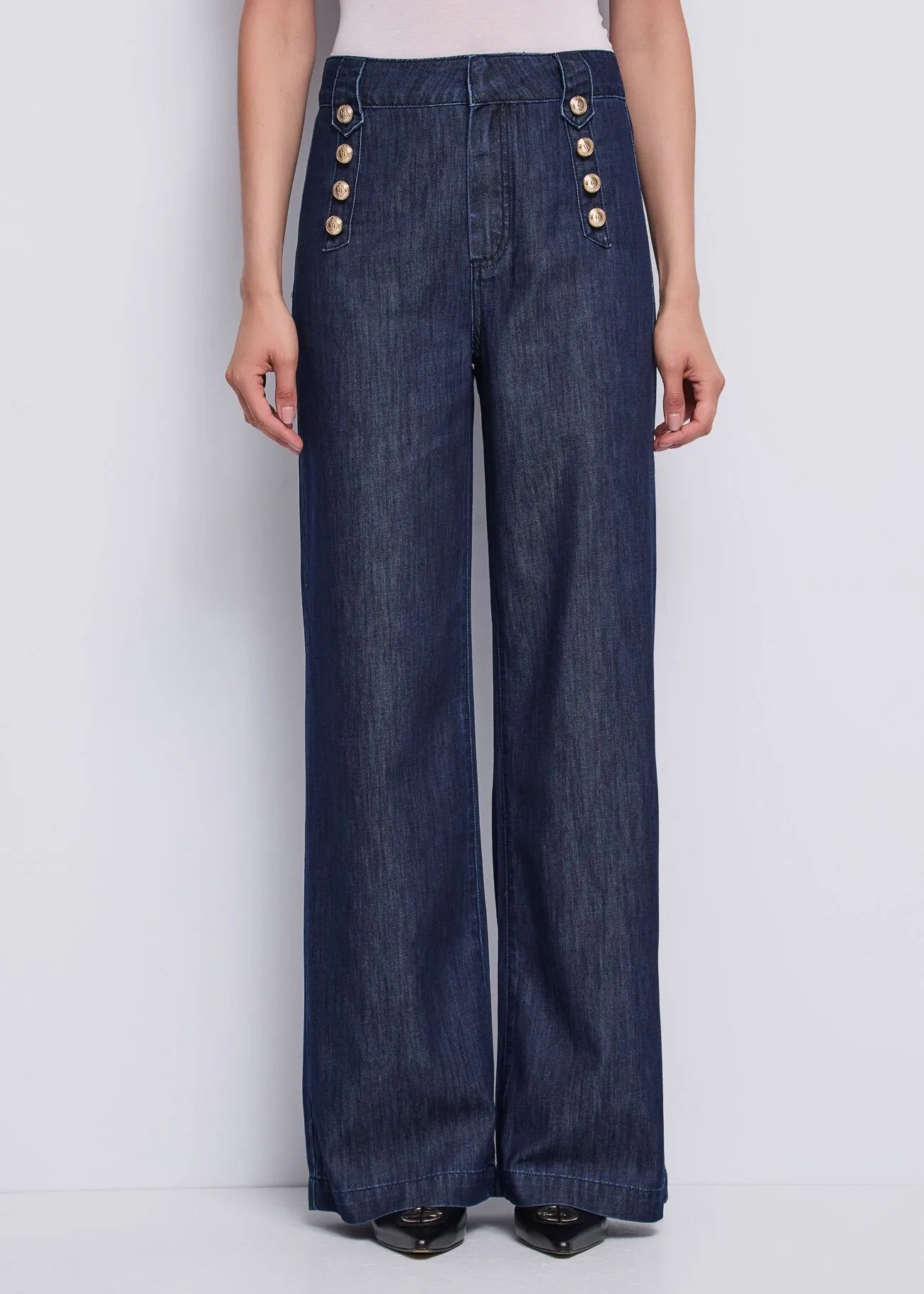 Jeans wide leg con bottoni dorati Donna - Gaudì Jeans - World Fashion