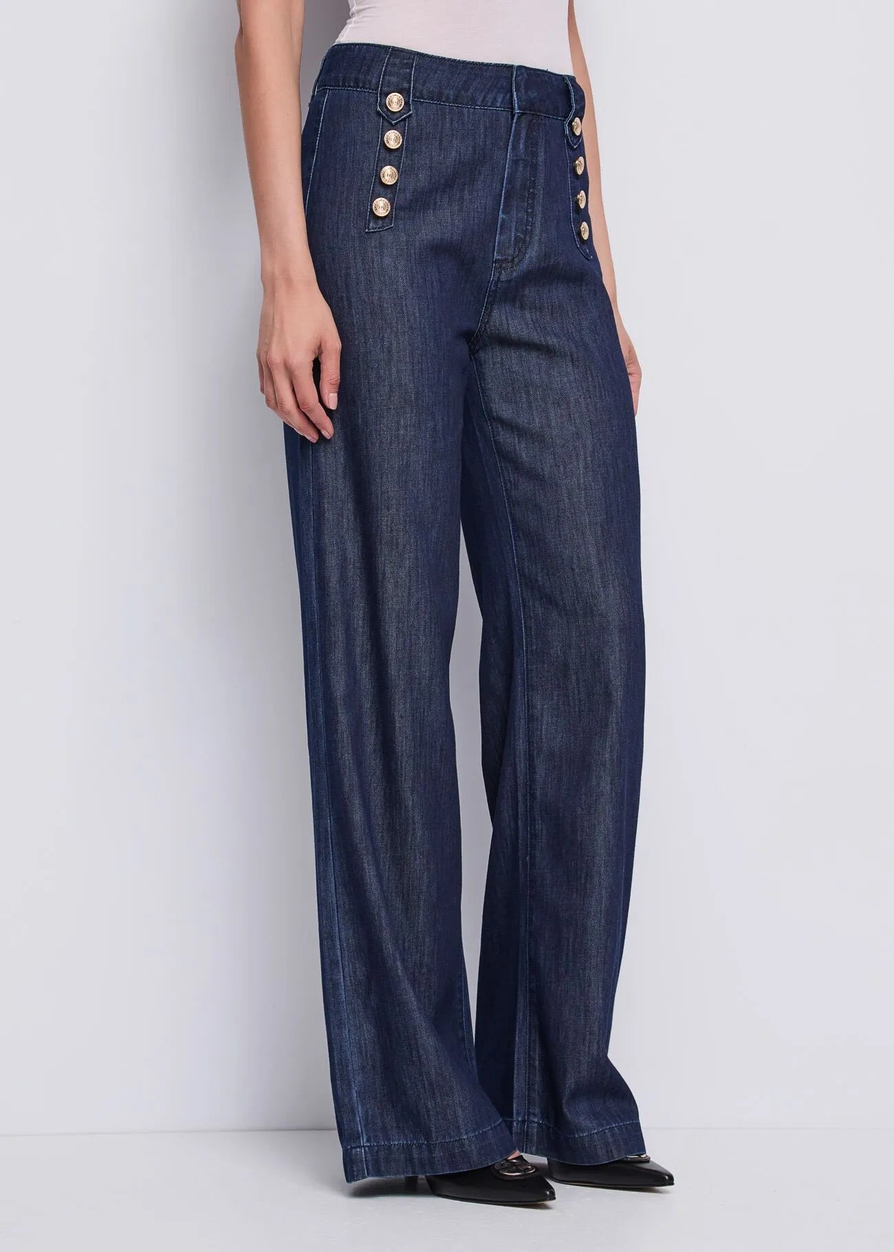 Jeans wide leg con bottoni dorati Donna - Gaudì Jeans - World Fashion