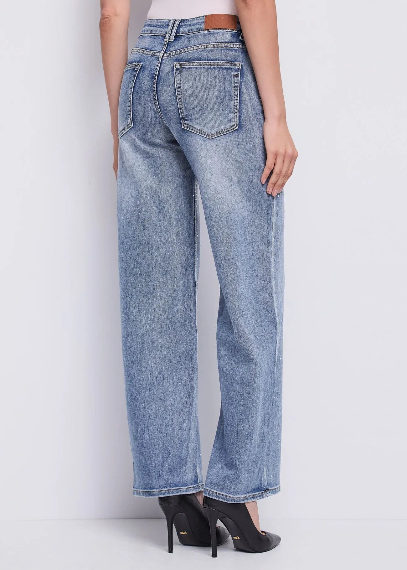 Jeans wide leg in cotone used con strass Donna - Gaudì Jeans - World Fashion